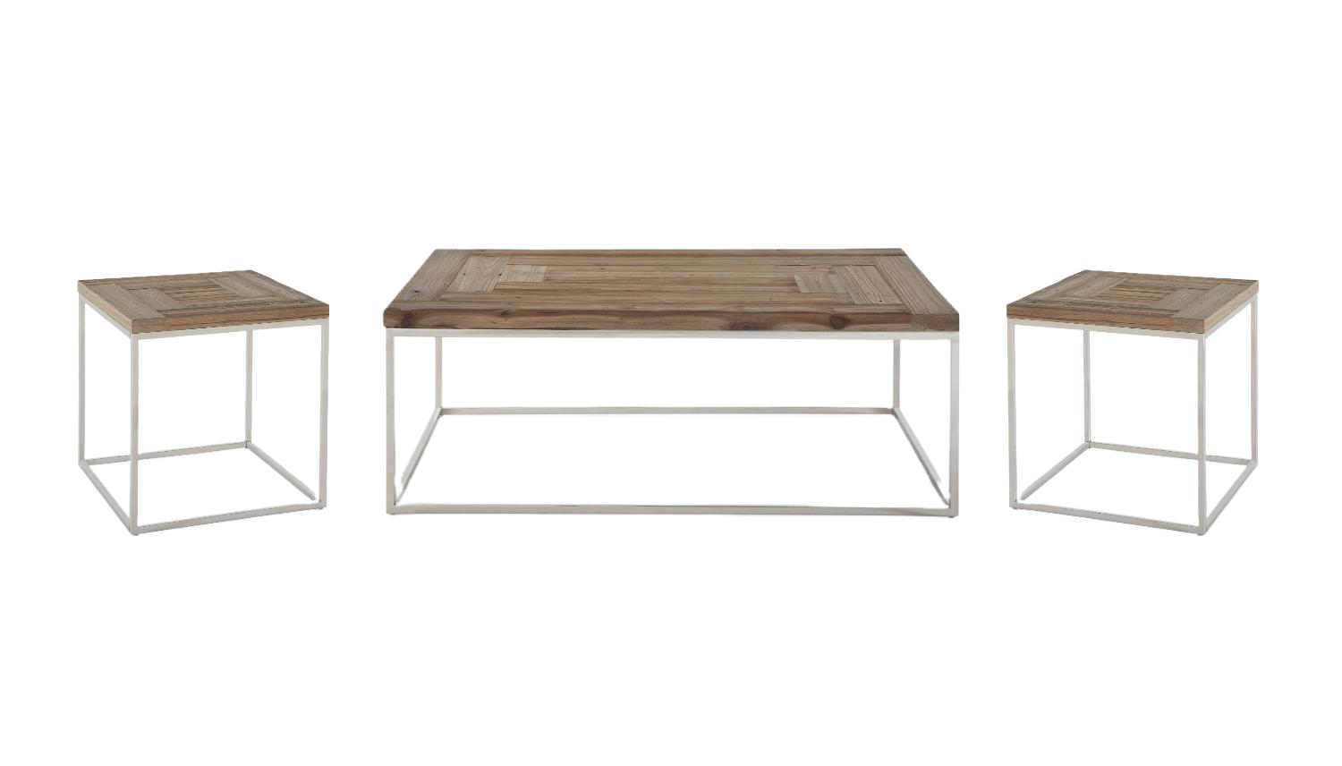 

    
Light Beige Wood Coffee Table + End Table by Modus Ace 6JC221-3pcs
