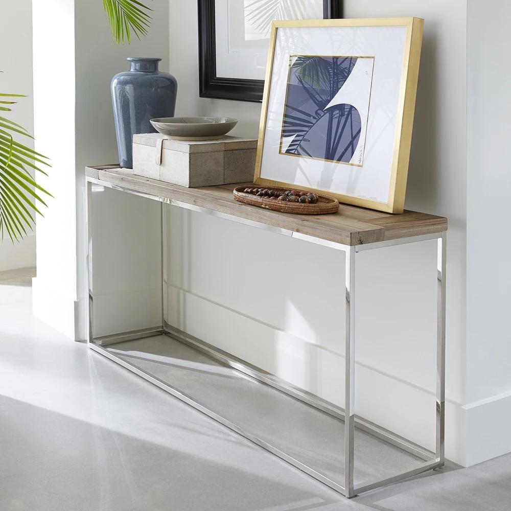 

    
Light Beige Wood Console Table by Modus Ace 6JC223
