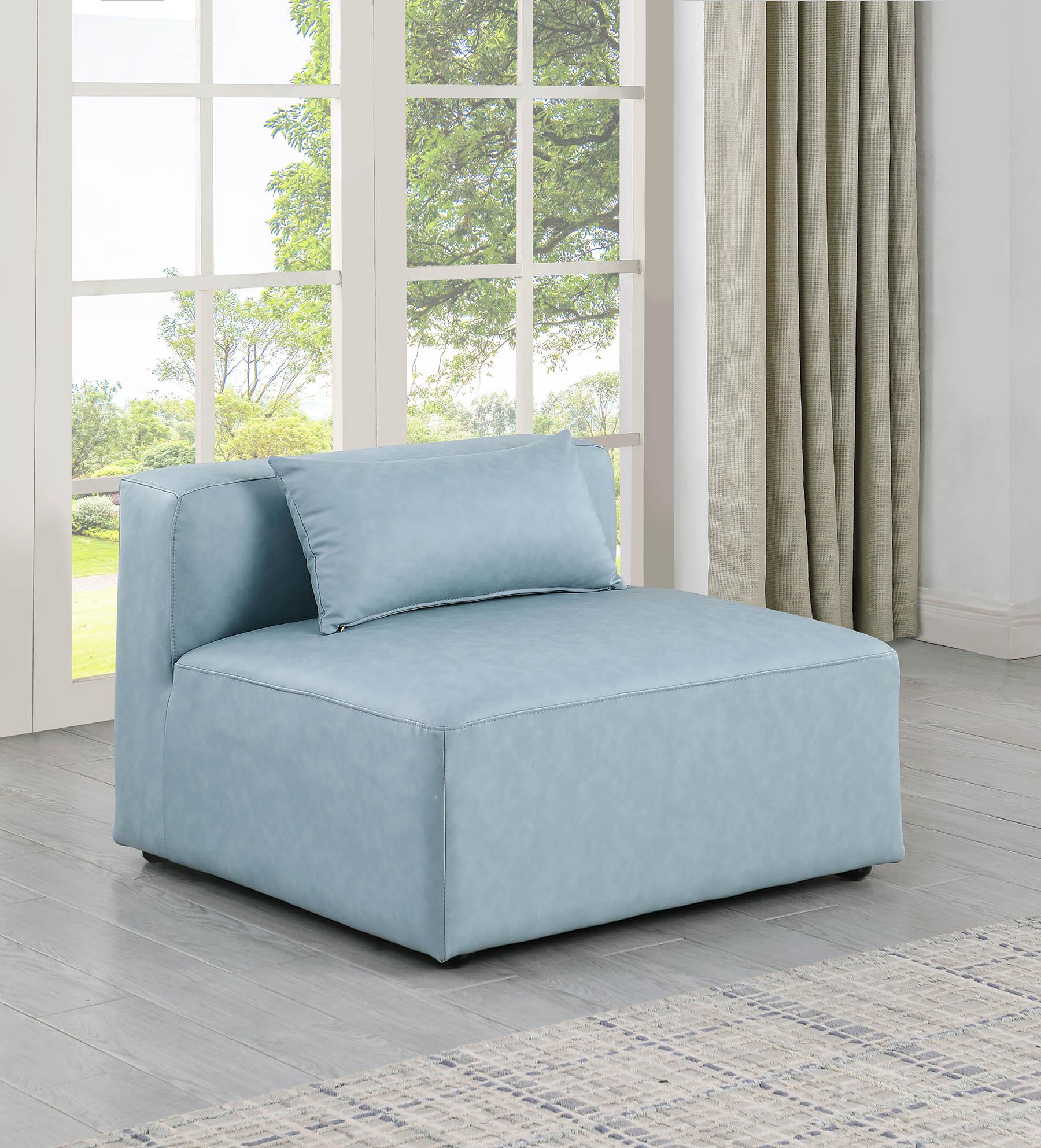 

    
Light Blue Faux Leather Armless Chair CUBE 668LtBlu-Armless Meridian Modern
