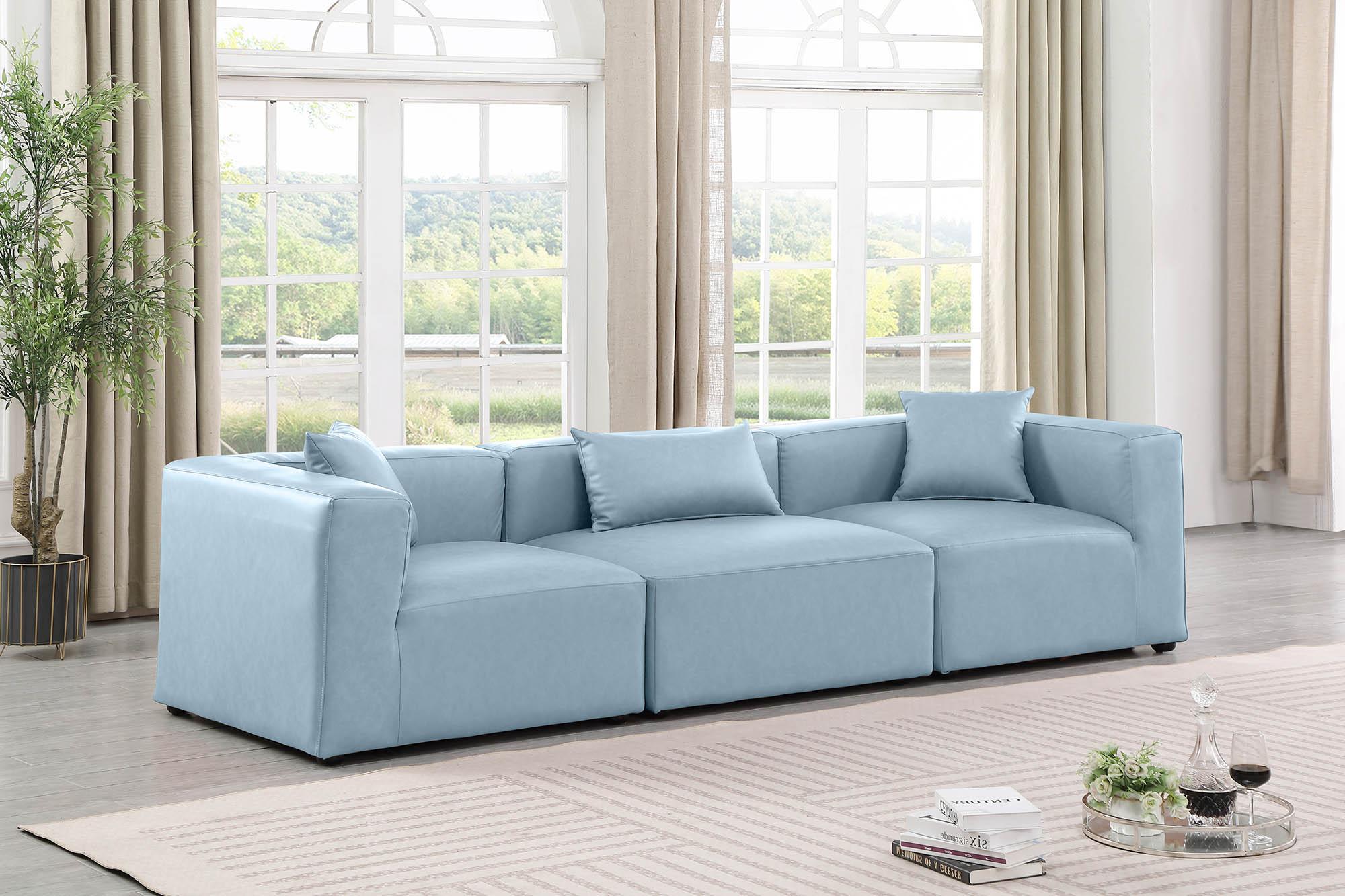 

    
Light Blue Faux Leather Modular Sofa CUBE 668LtBlu-S108B Meridian Contemporary
