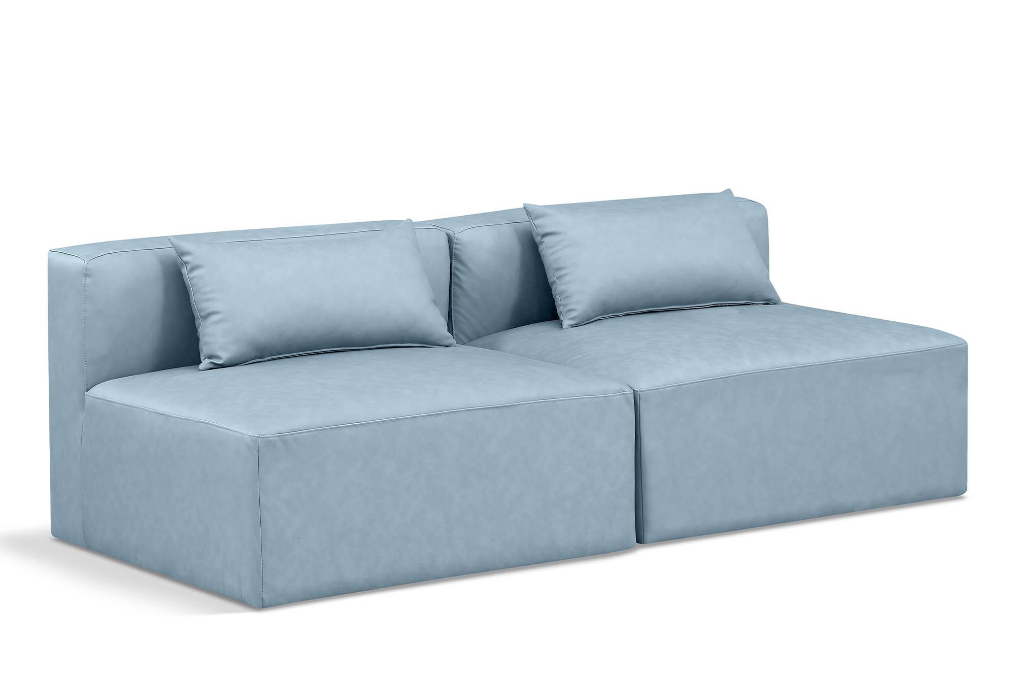 

    
Light Blue Faux Leather Modular Sofa CUBE 668LtBlu-S72A Meridian Contemporary
