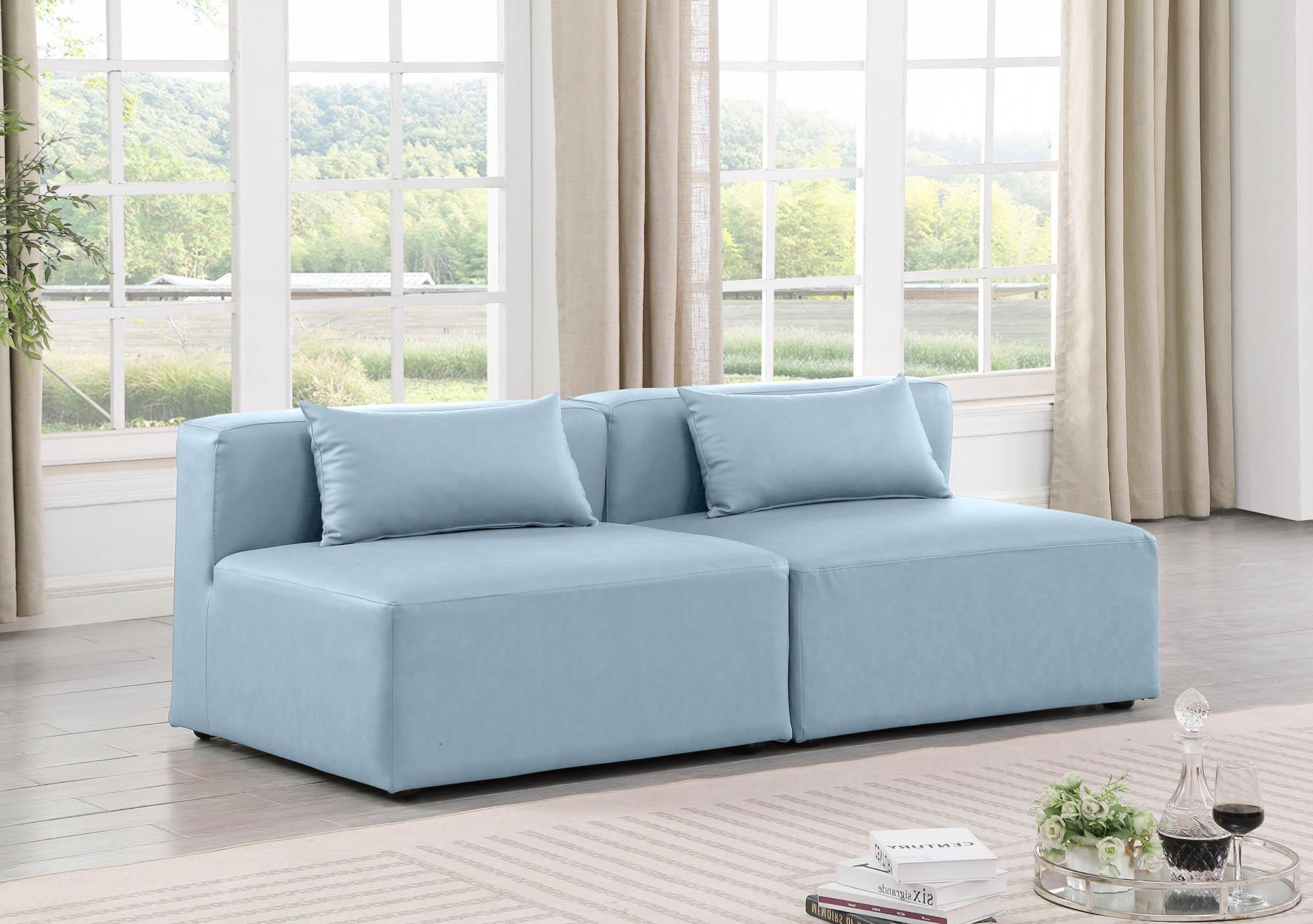 

    
Light Blue Faux Leather Modular Sofa CUBE 668LtBlu-S72A Meridian Contemporary
