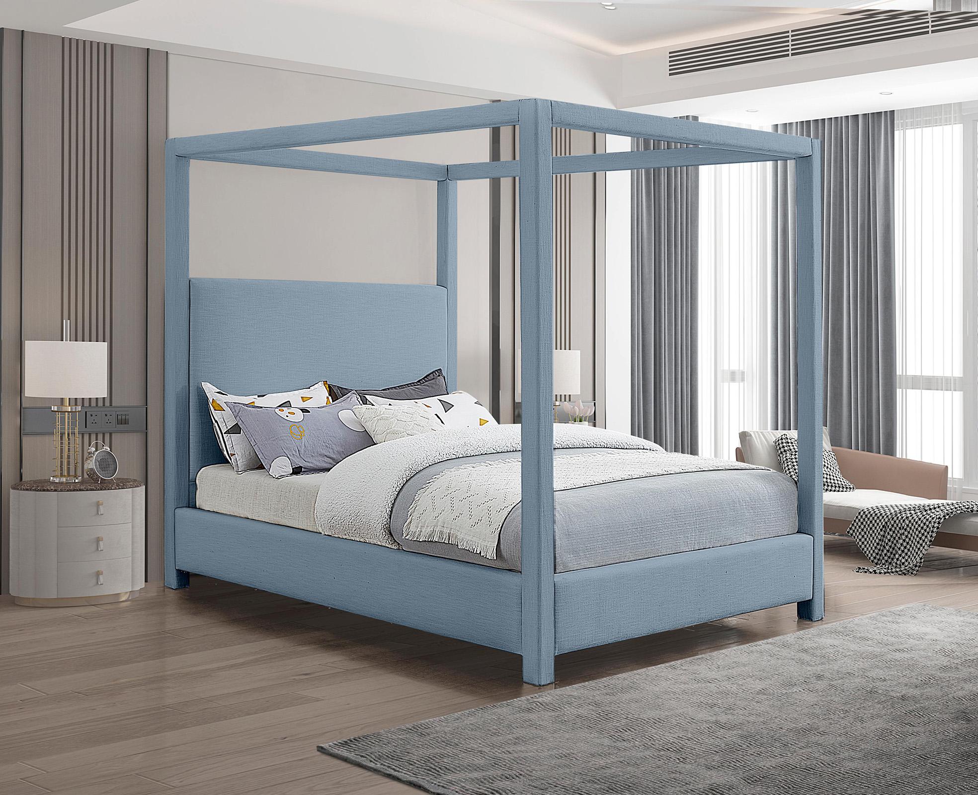 

    
Light Blue Linen King Bed EMERSON EmersonSkyBlu-K Meridian Mid Century Modern
