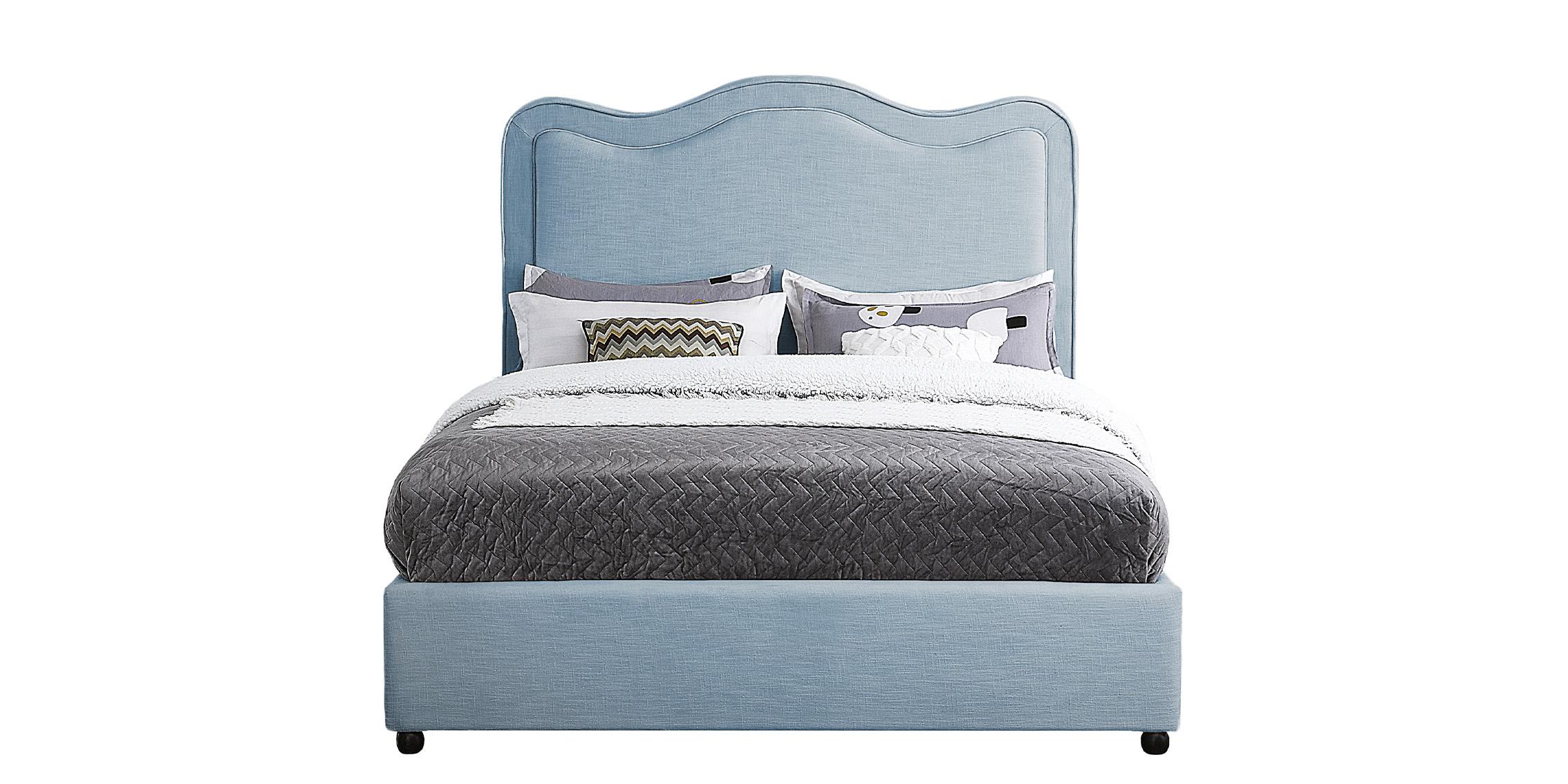 

    
Light Blue Linen Queen Bed FELIX FelixSkyBlu-Q Meridian Contemporary Modern
