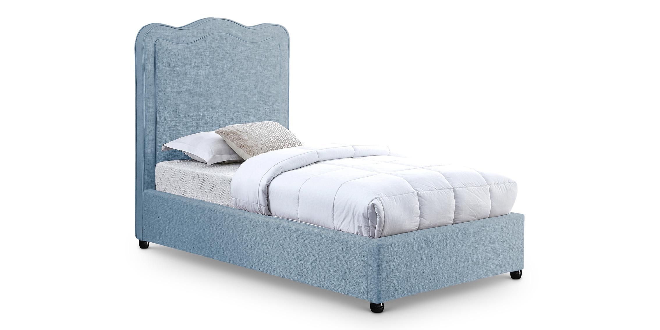 

    
Light Blue Linen Twin Bed FELIX FelixSkyBlu-T Meridian Contemporary Modern
