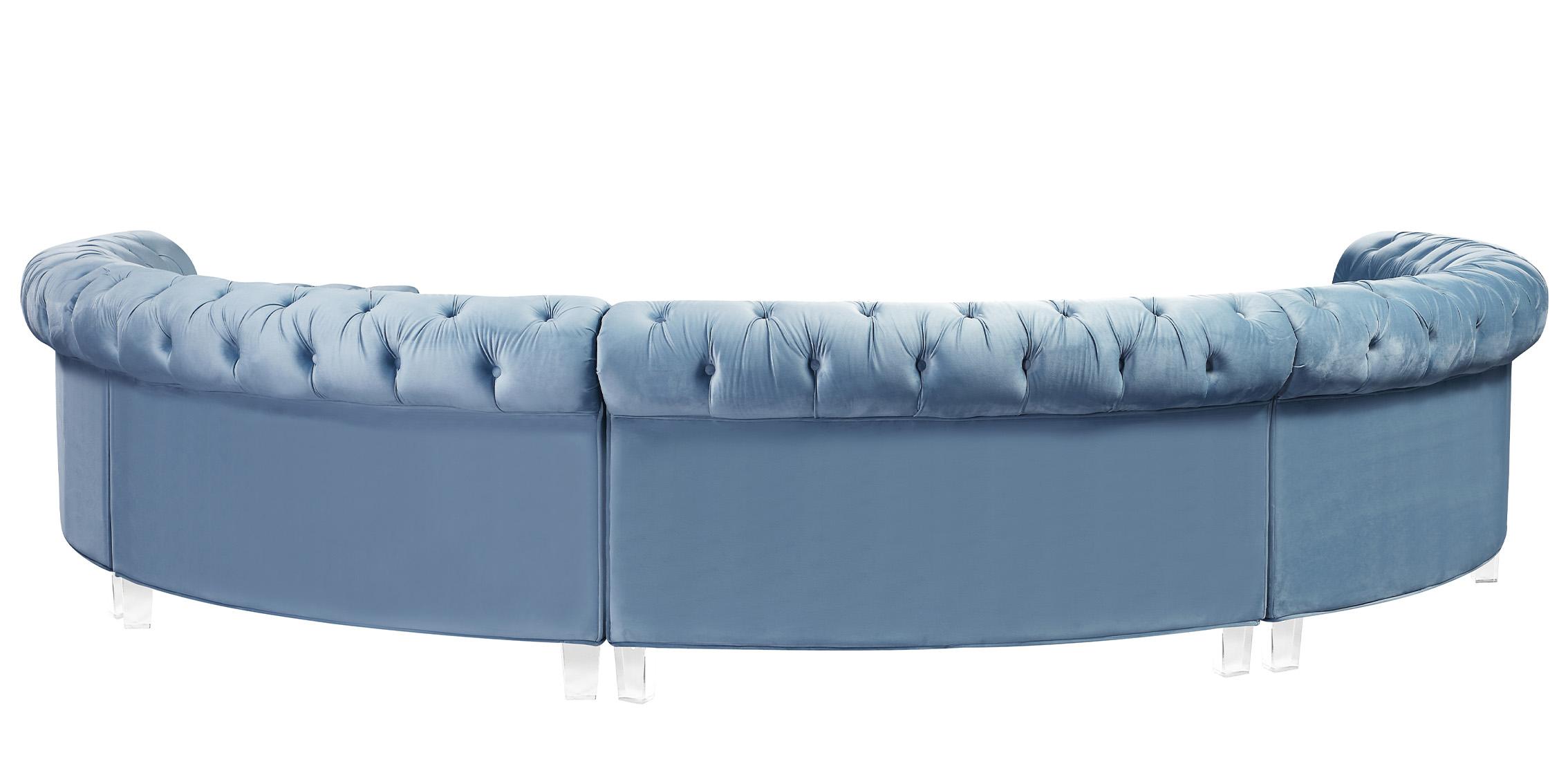 

        
Meridian Furniture ANABELLA 697Skyblu-5 Sectional Sofa Light Blue Velvet 704831407266
