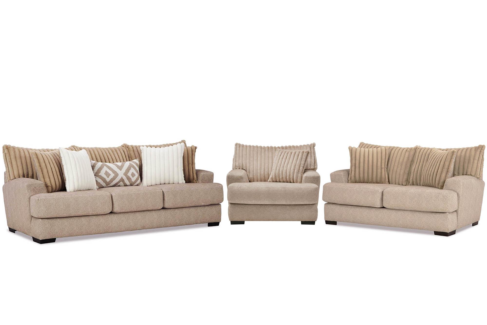 

    
Light Brown Chenille Living Room Sofa Set 3P LOUGHLIN SM5193-SF FoA Transitional

