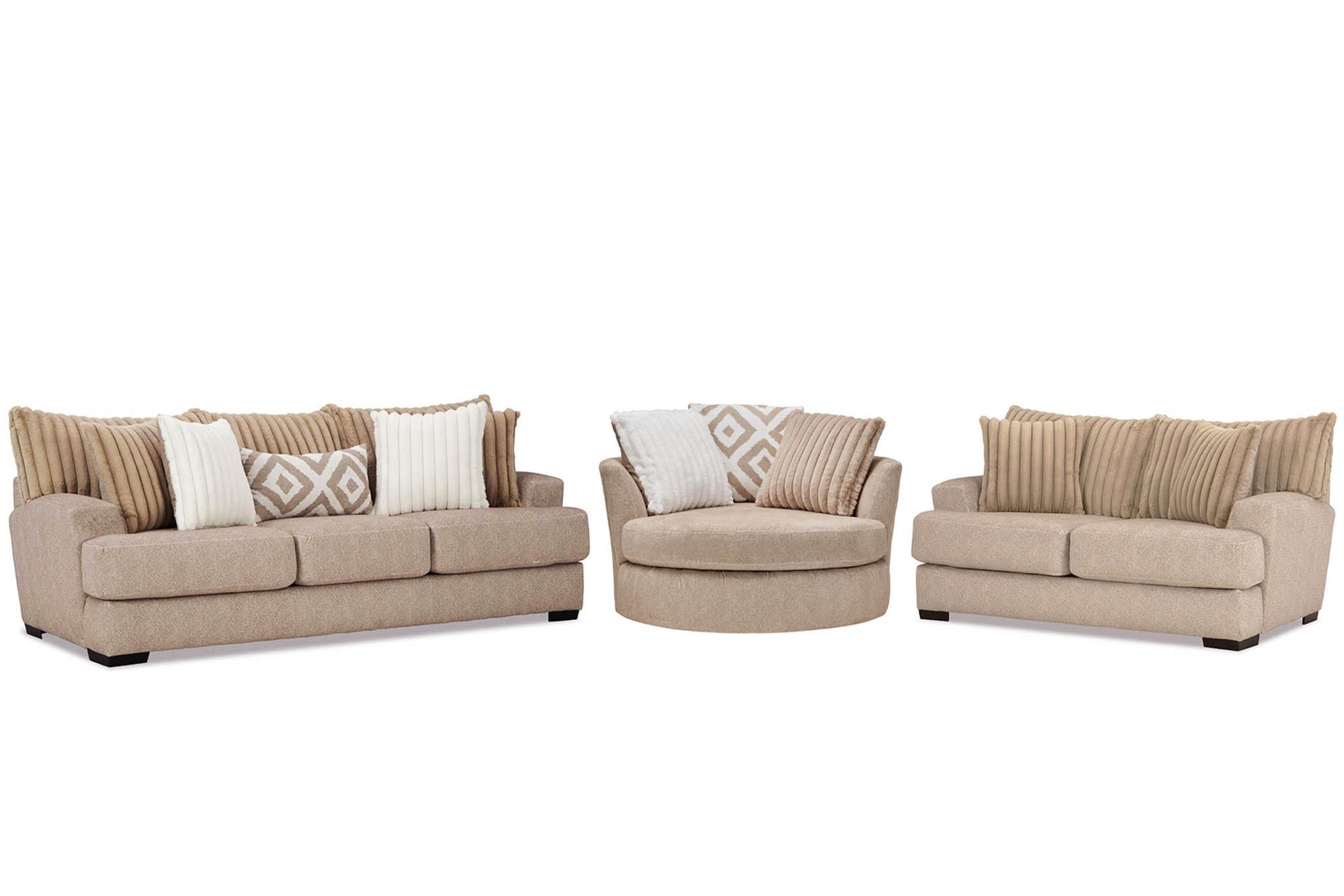 

    
Light Brown Chenille Sofa Set 3Pcs LOUGHLIN SM5193-SF FoA Transitional
