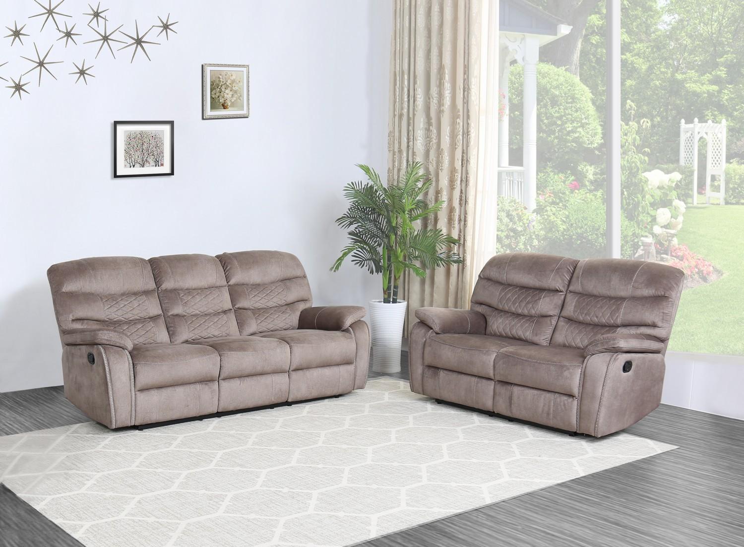 Contemporary Reclining Set 5052 5052-LT-BROWN-2PC in Gray leather Air