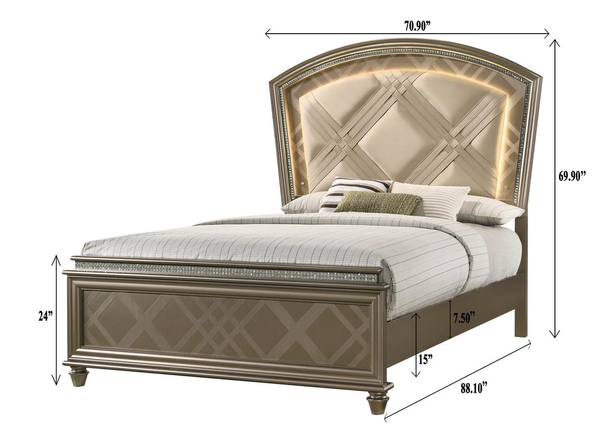 

    
Light Brown Queen Size Panel Bed w/ LED Lights by Crown Mark Cristal B7800-Q-Bed
