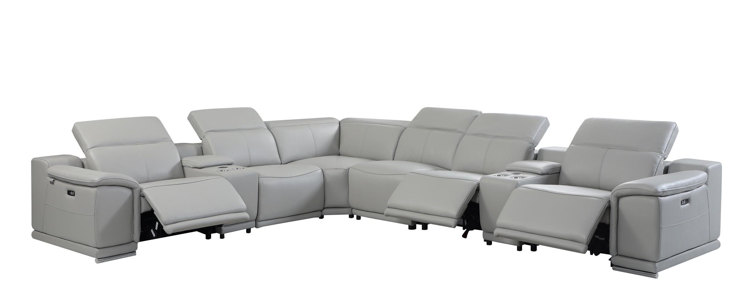 

    
LIGHT GRAY 3-Power Reclining 8PC Sectional /w 2-Consoles 9762 Global United
