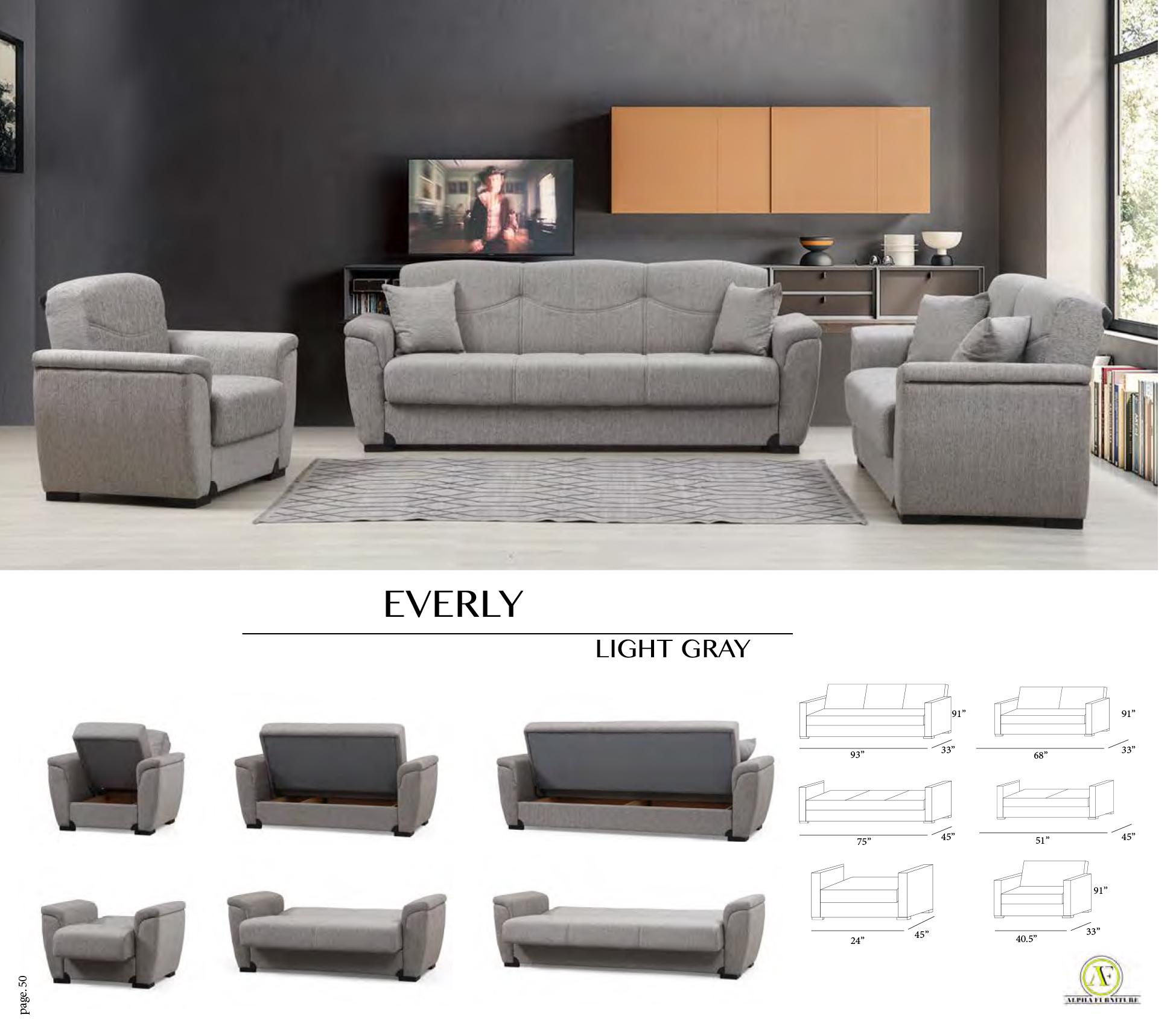 

    
Light Gray Chenille Fabric Sofa Bed Contemporary Alpha Furniture Everly
