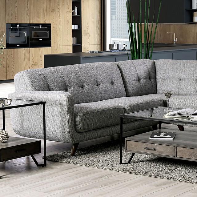

    
Mid-century Modern Light Gray Fabric Sectional Sofa Furniture of America SM6042 Dresden
