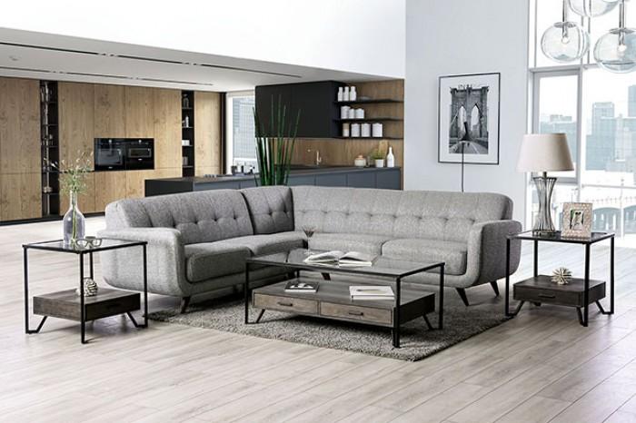 

    
Mid-century Modern Light Gray Fabric Sectional Sofa Furniture of America SM6042 Dresden
