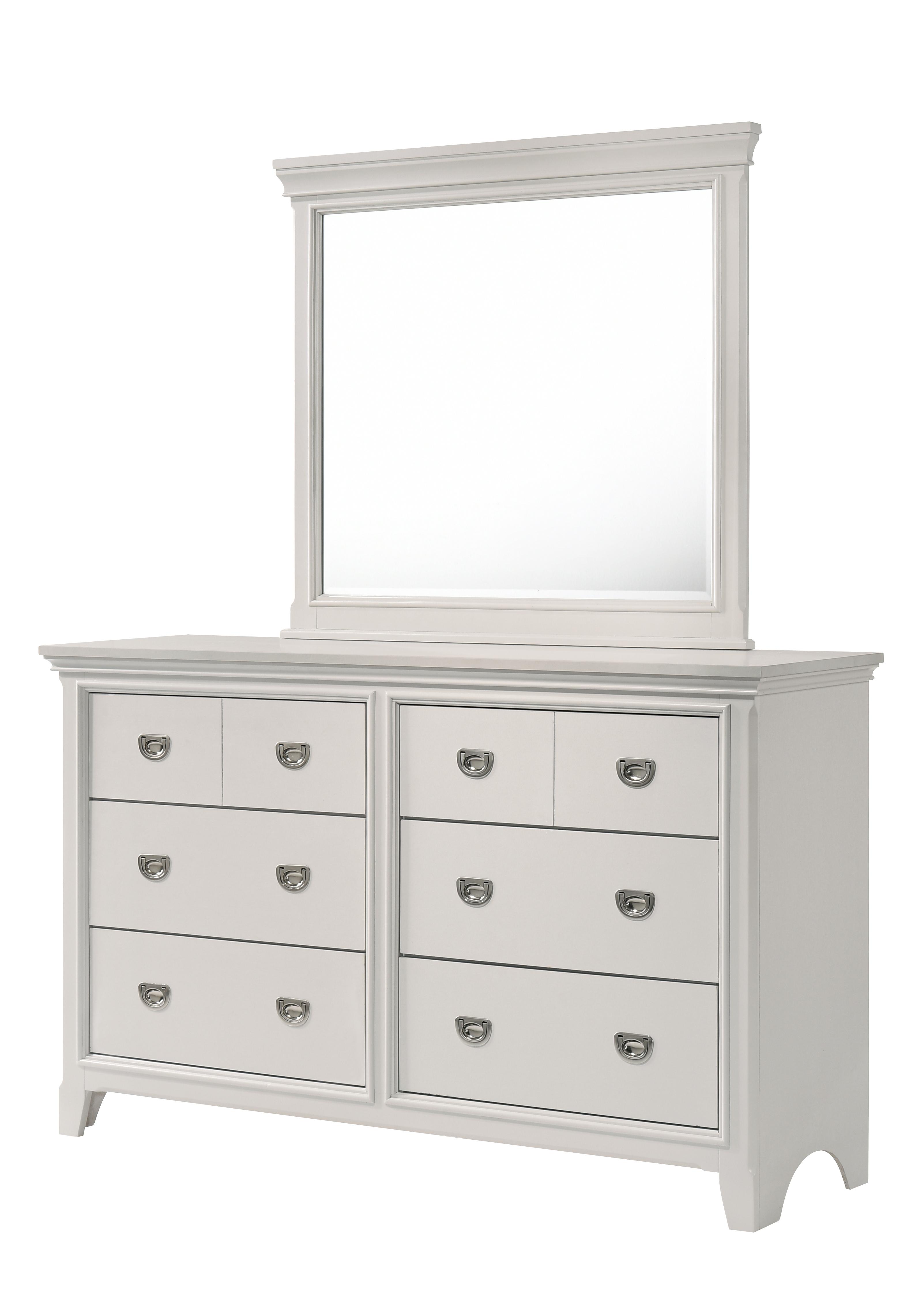 Modern, Transitional Dresser With Mirror MEADOW 200-130-Set 200-130-Set in Light Gray, White 