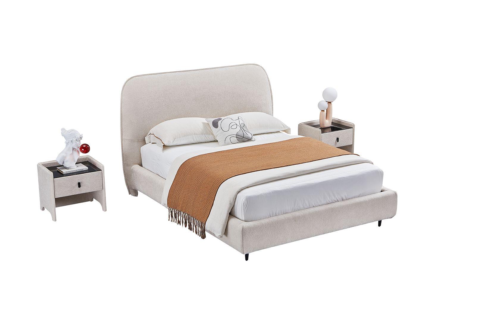 Contemporary, Modern Platform Bedroom Set B-Y2006-F / NS-Y2006 B-Y2006-F-3PC in Light Gray Fabric