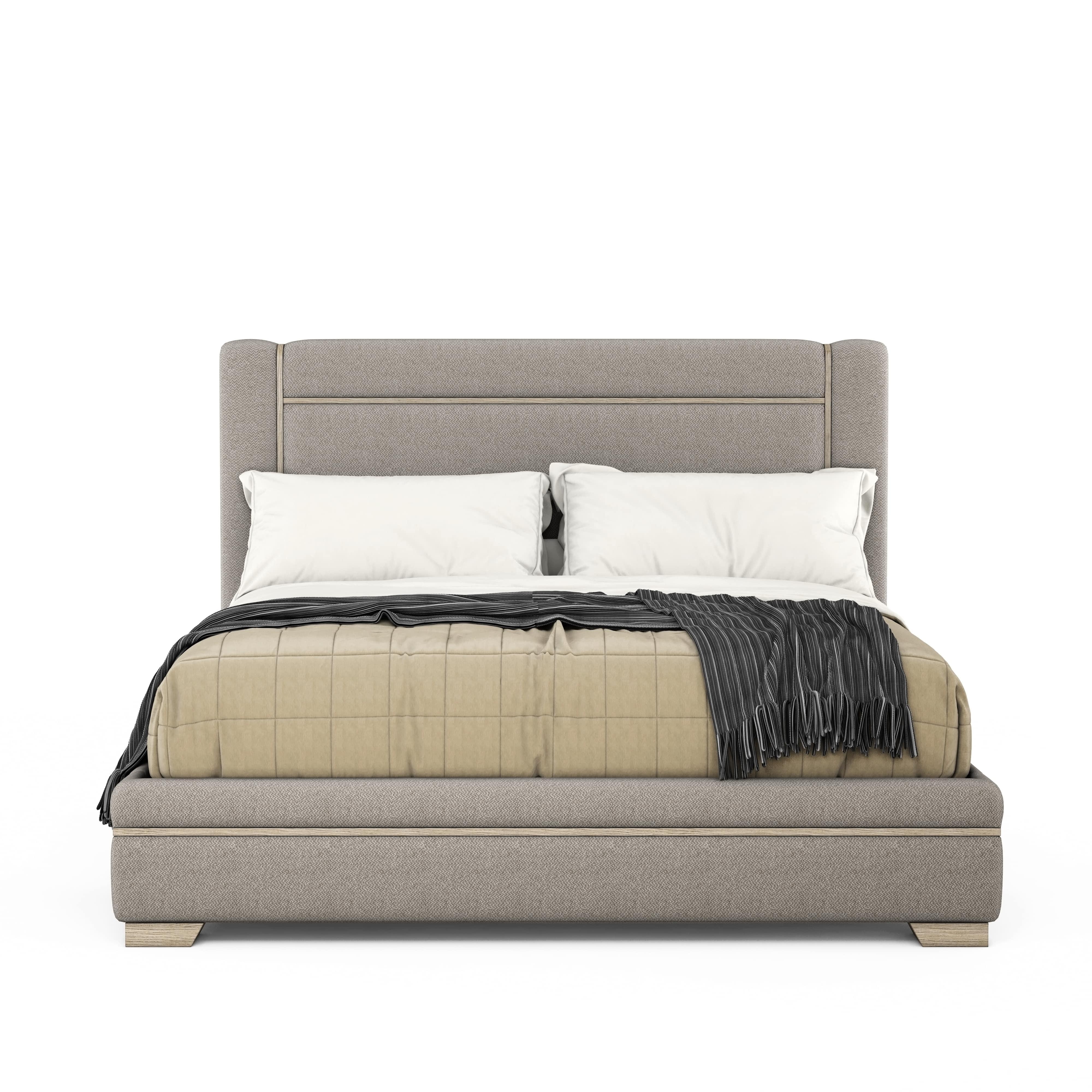 Modern, Transitional Platform Bed North Side 269126-2556 in Light Gray Fabric