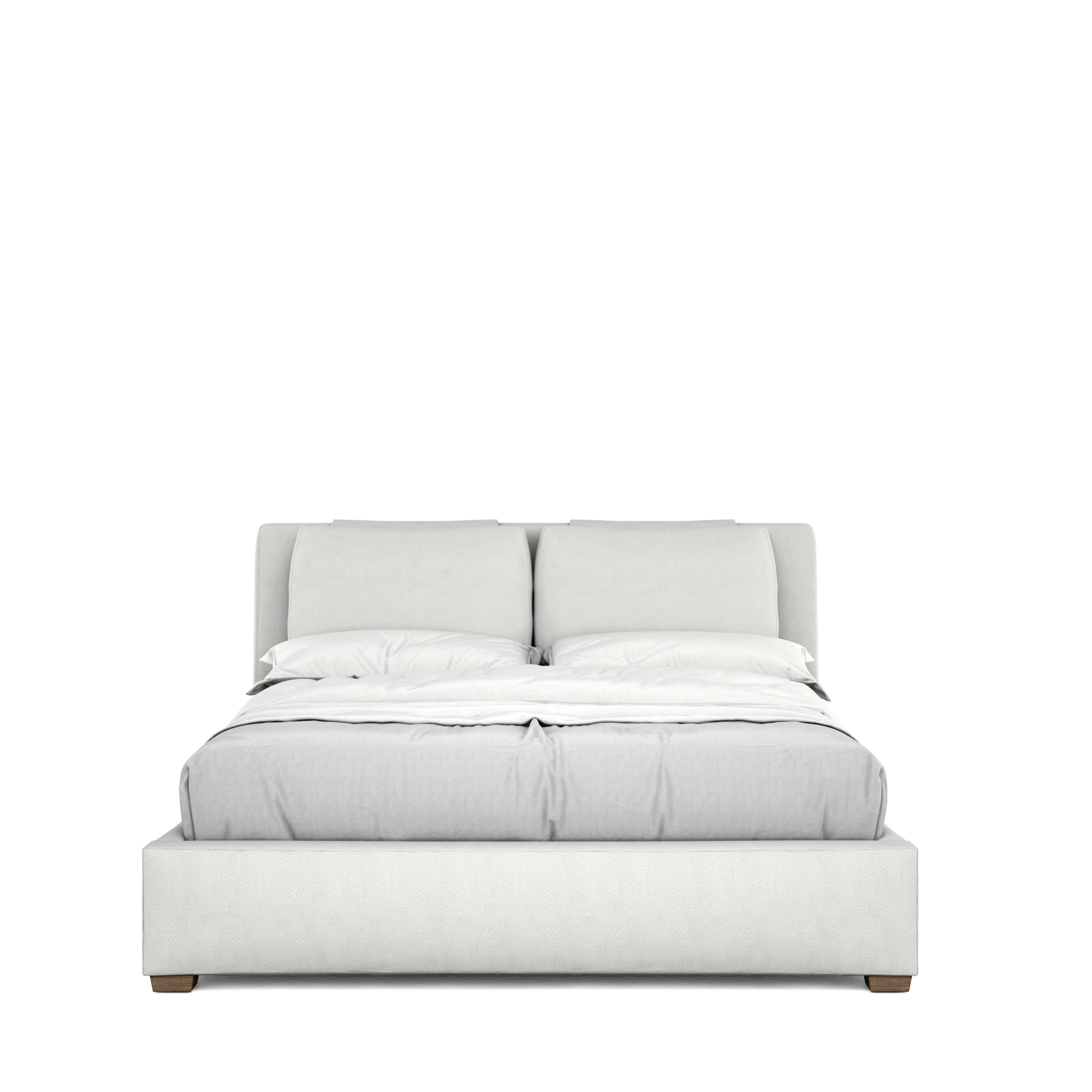 Modern, Transitional Platform Bed Stockyard 284126-2303 in Light Gray, White Fabric
