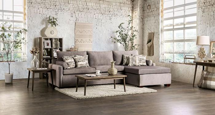 Contemporary Sectional Sofa SM7775 Cramlington SM7775 in Light Gray Fabric