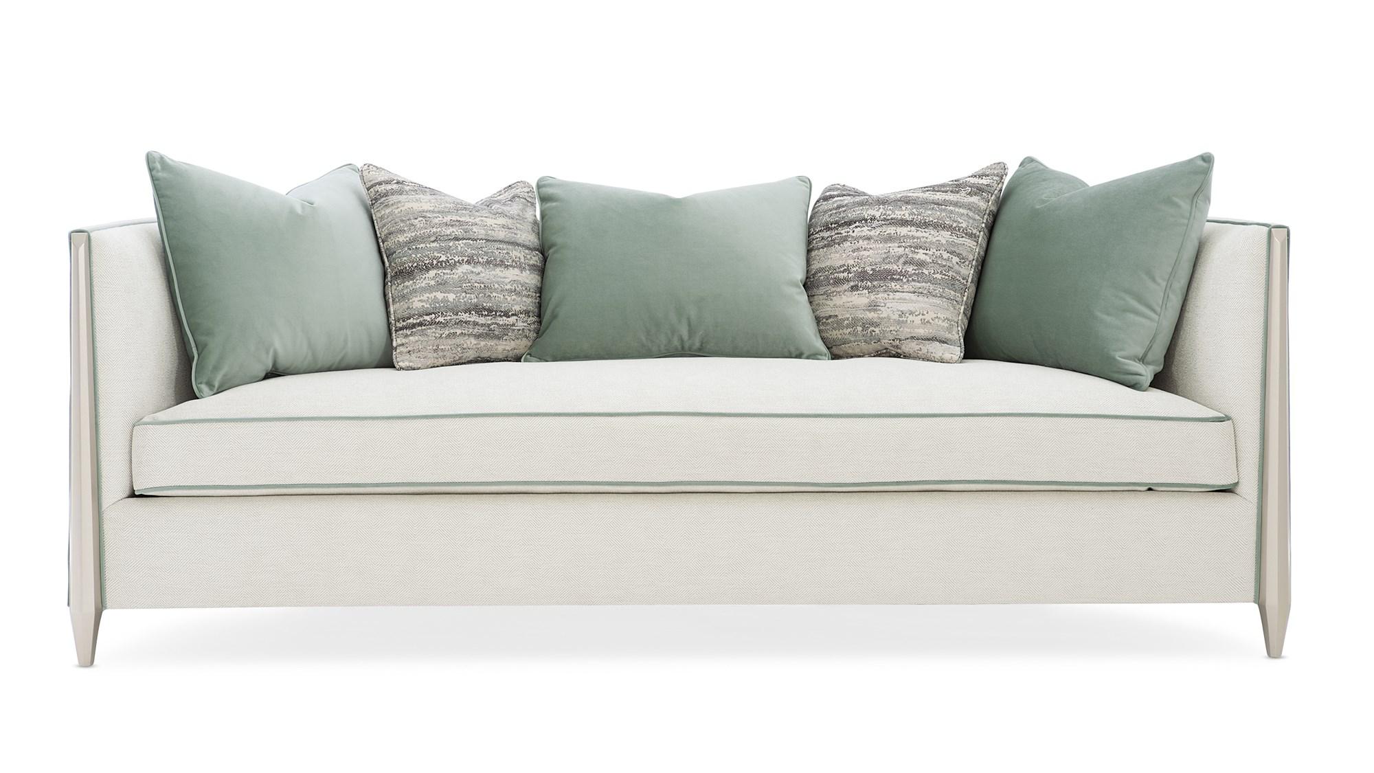 

    
Light Gray Fabric Medium Sofa Modern PIPING HOT by Caracole

