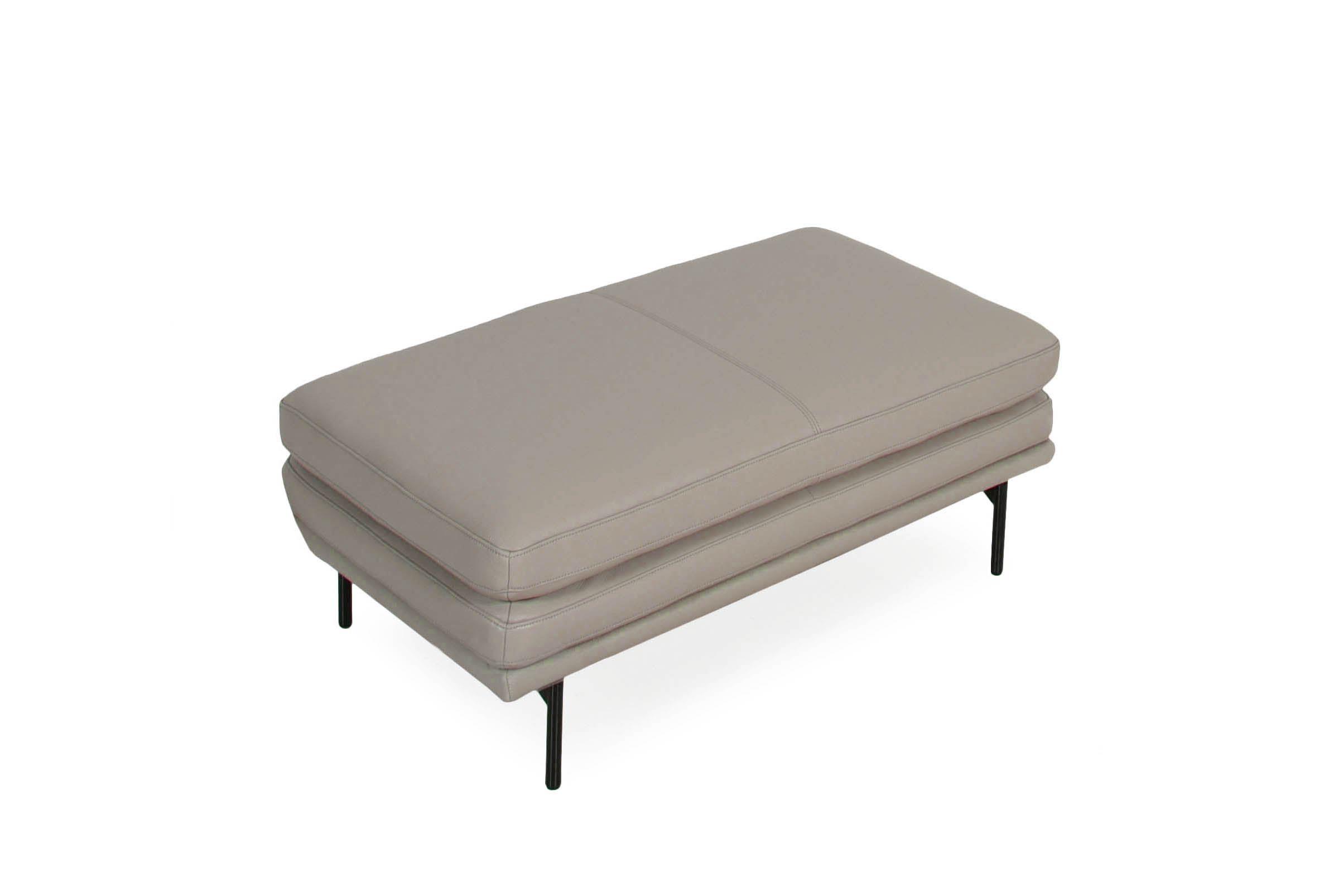 Contemporary, Modern Ottoman 442 McCoy 44246BS1383 in Light Gray Full Leather