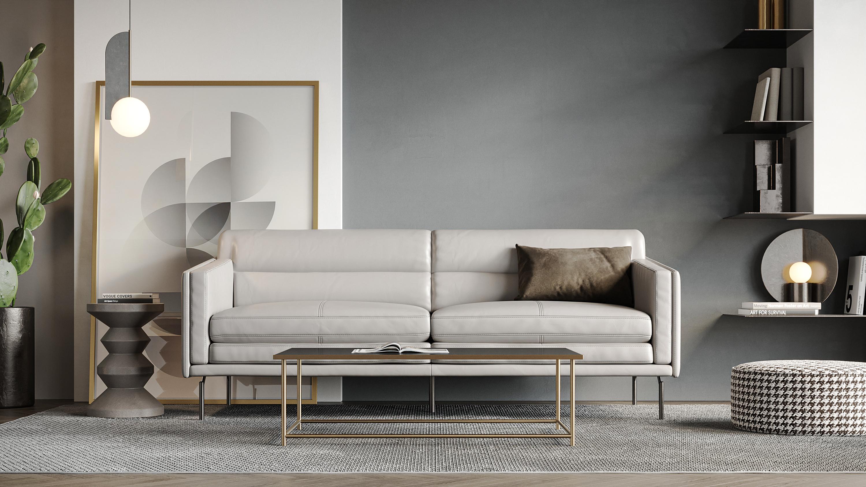

    
Light Gray Genuine Leather Sofa McCoy 442 Moroni Contemporary Modern
