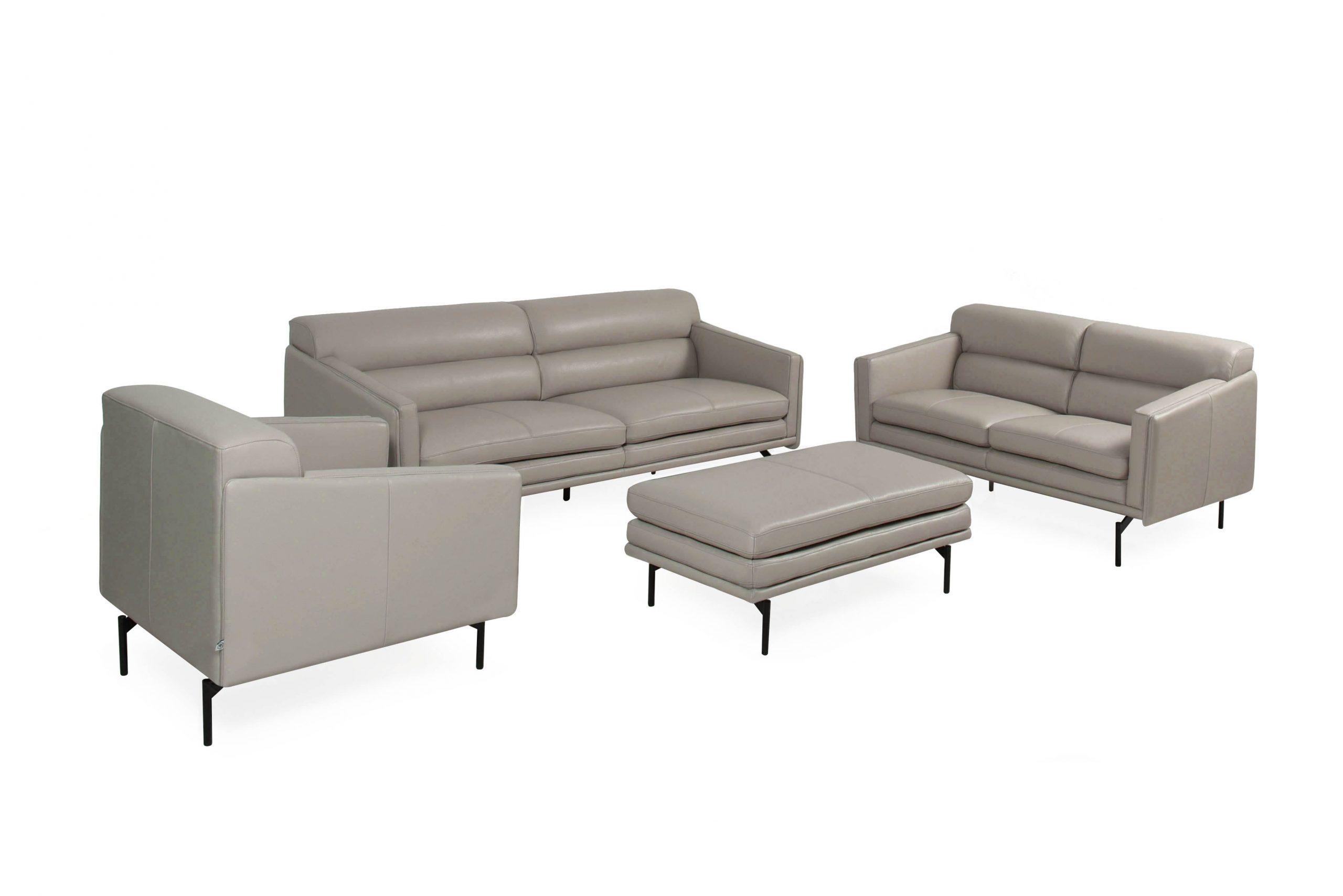 Contemporary, Modern Sofa Set 442 McCoy 44203BS1383-Set-3 in Light Gray Full Leather