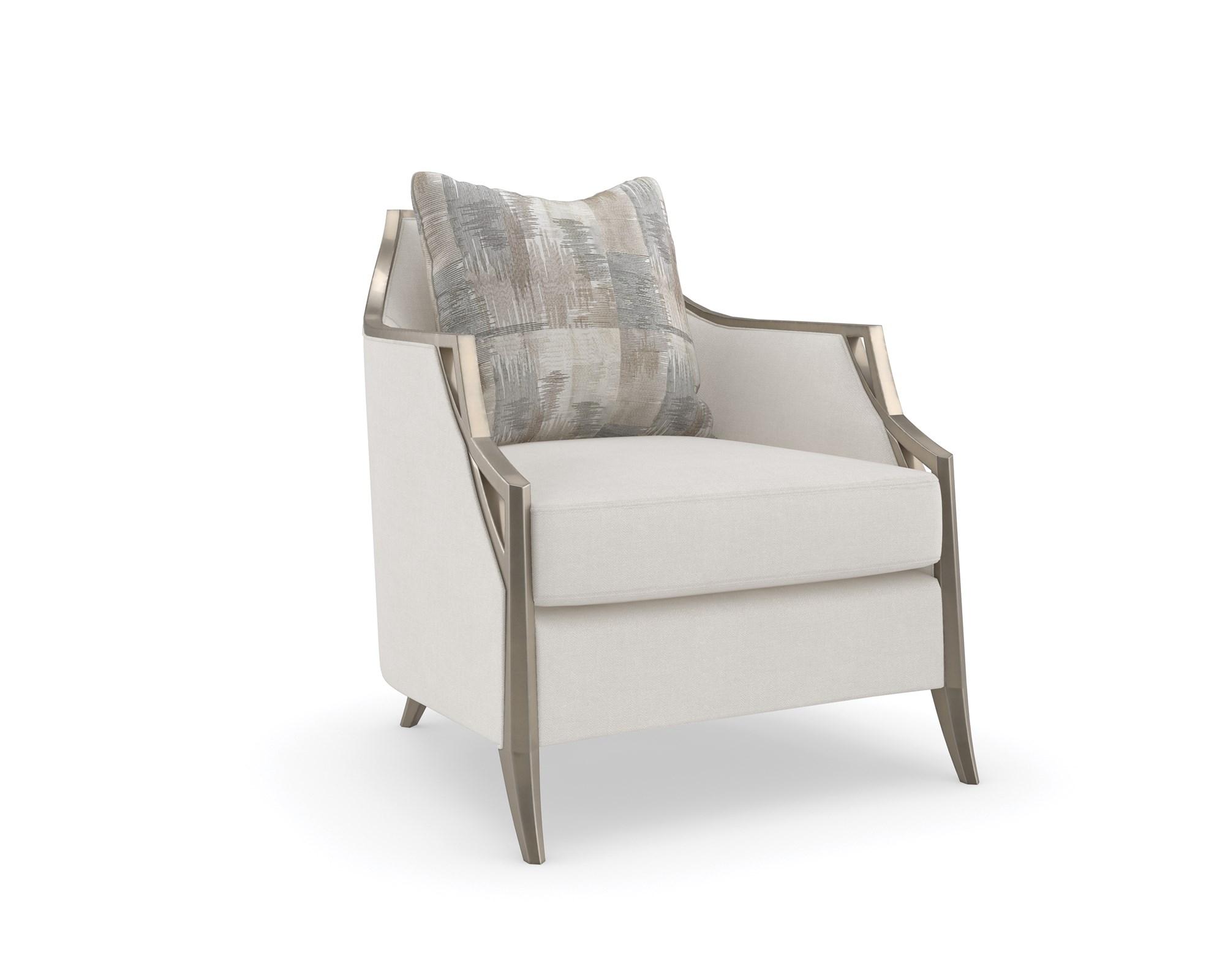 

    
Light Gray Herringbone Performance Fabric Accent Chair X FACTOR by Caracole
