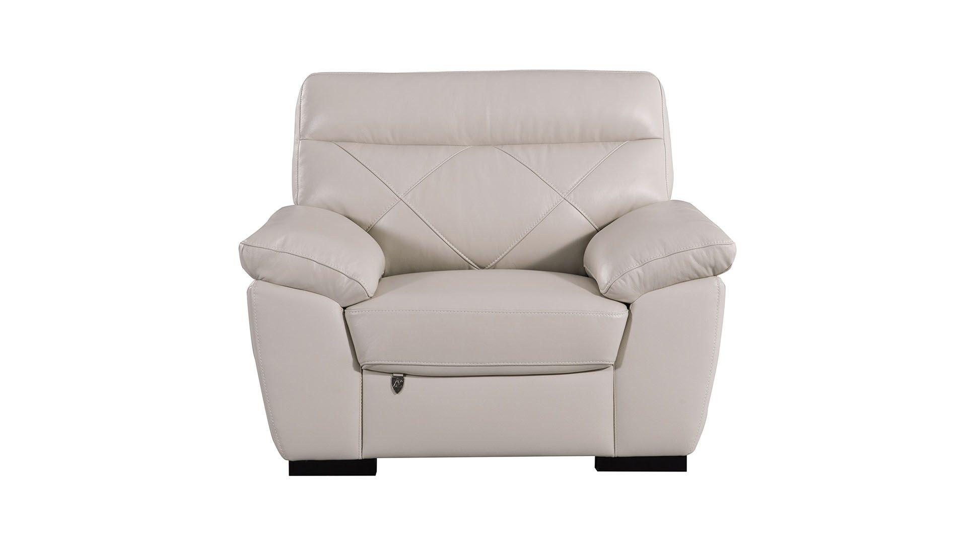 Contemporary, Modern Arm Chair EK081-LGEK081-LG-CHR EK081-LG-CHR in Light Gray Italian Leather