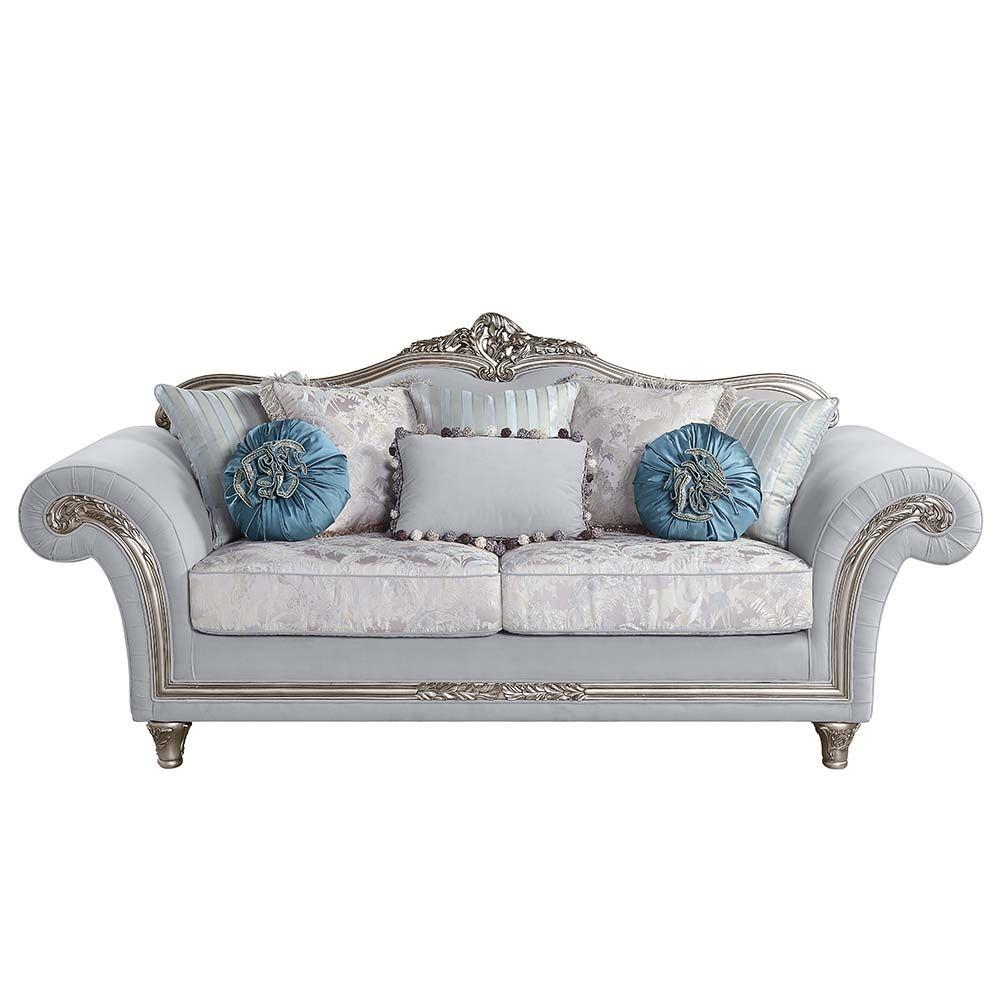 

    
Light Gray Linen & Platinum Sofa + Loveseat  by Acme Pelumi LV01112-2pcs
