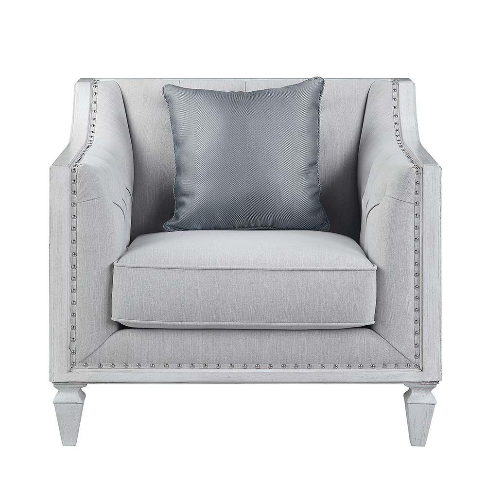 Classic, Traditional Accent Chair Katia LV01051 in Light Gray Linen