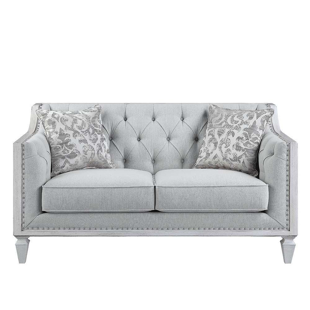 

    
Light Gray Linen & Weathered White Loveseat by Acme Katia LV01050
