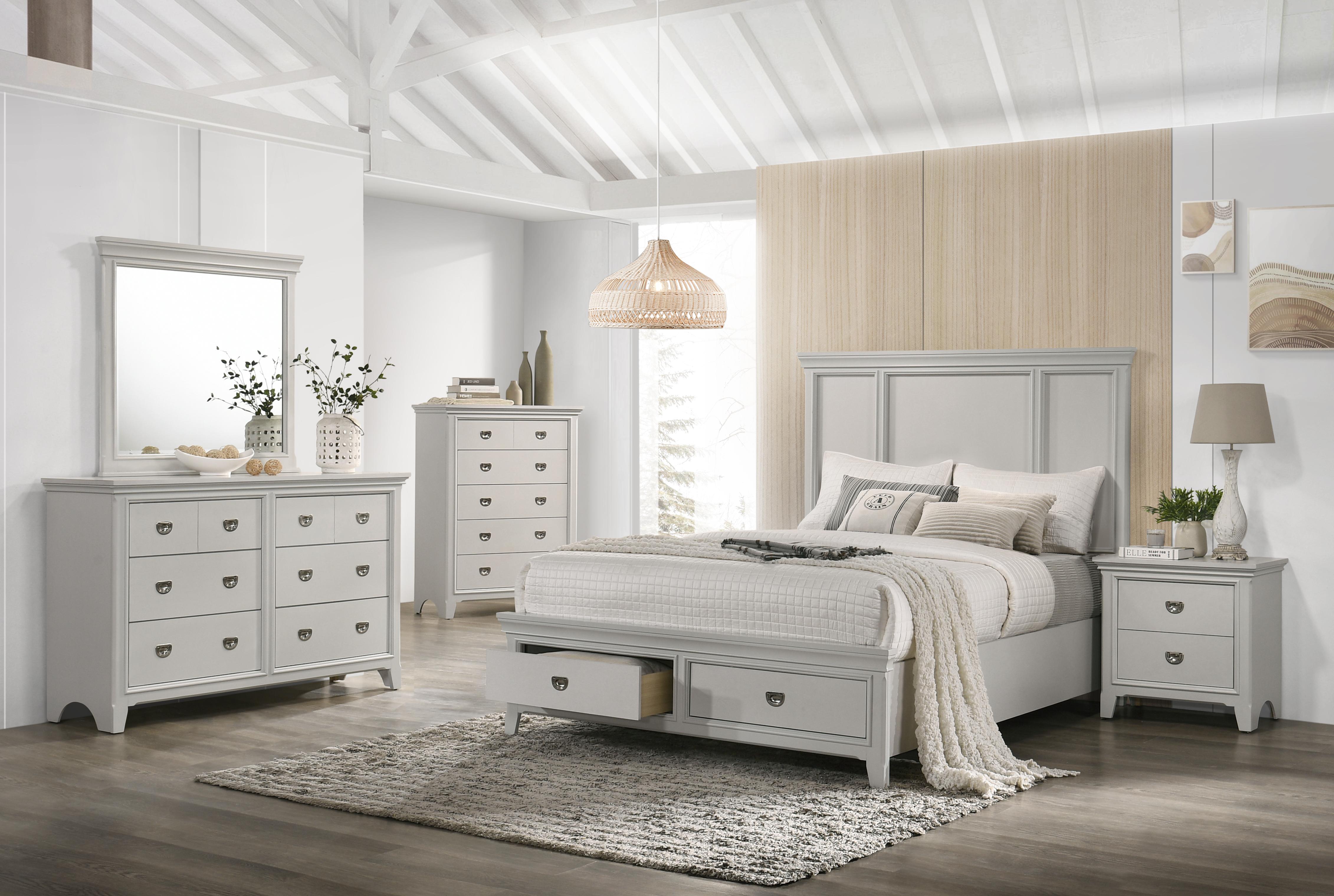 Modern, Transitional Storage Bedroom Set MEADOW 200-106-Set-6 200-106-2NDMC-6PC in Light Gray, White 