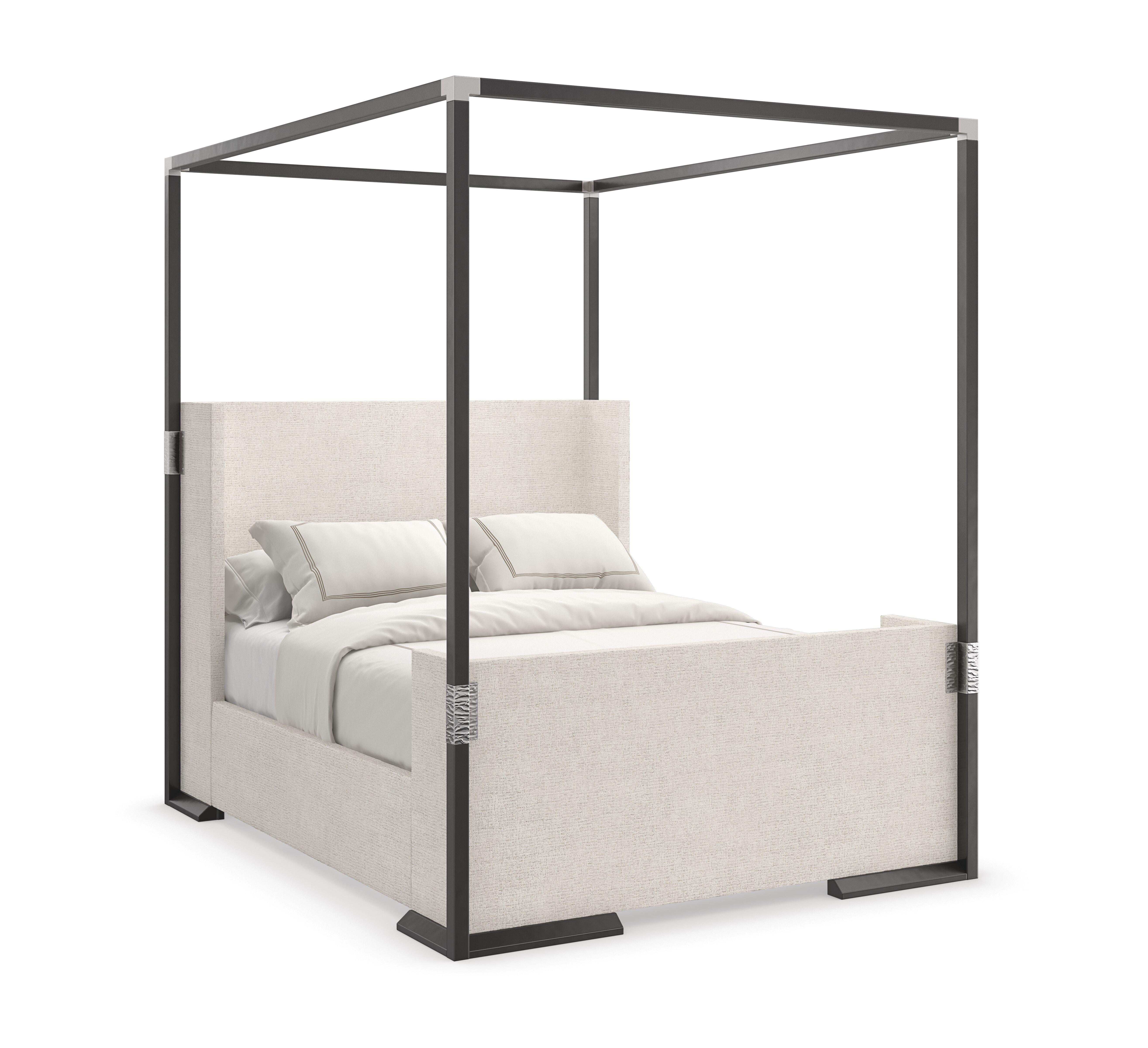 Contemporary Canopy Bed SHELTER ME CANOPY CLA-423-125C in Light Gray, Black 