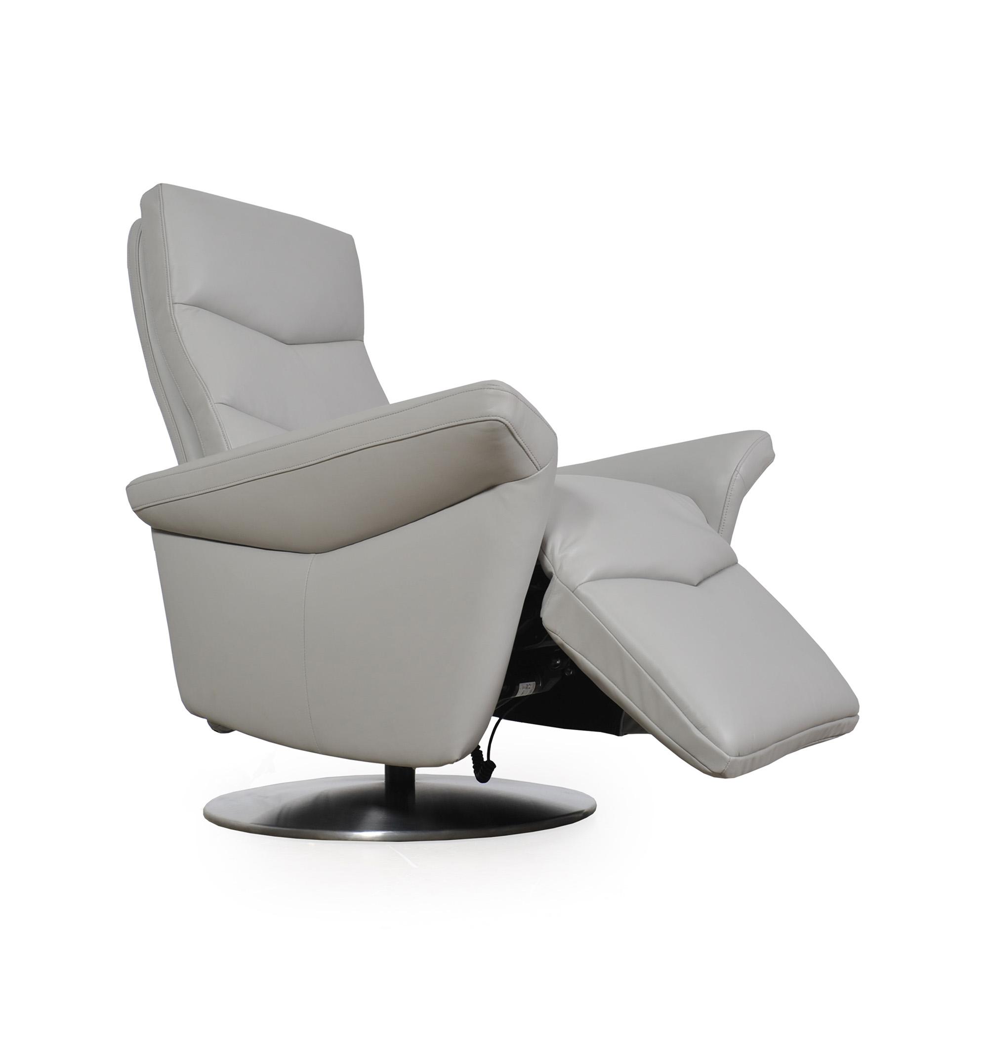 Contemporary, Modern Reclining Chair 589 - Melker 58939B1192 in Light Gray Top grain leather