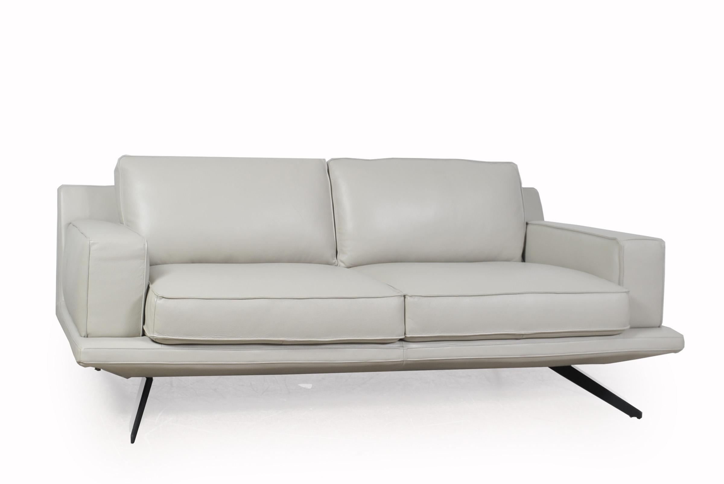 

    
Light Gray Top Grain Leather Sofa Modern  Mercier 585 Moroni Contemporary
