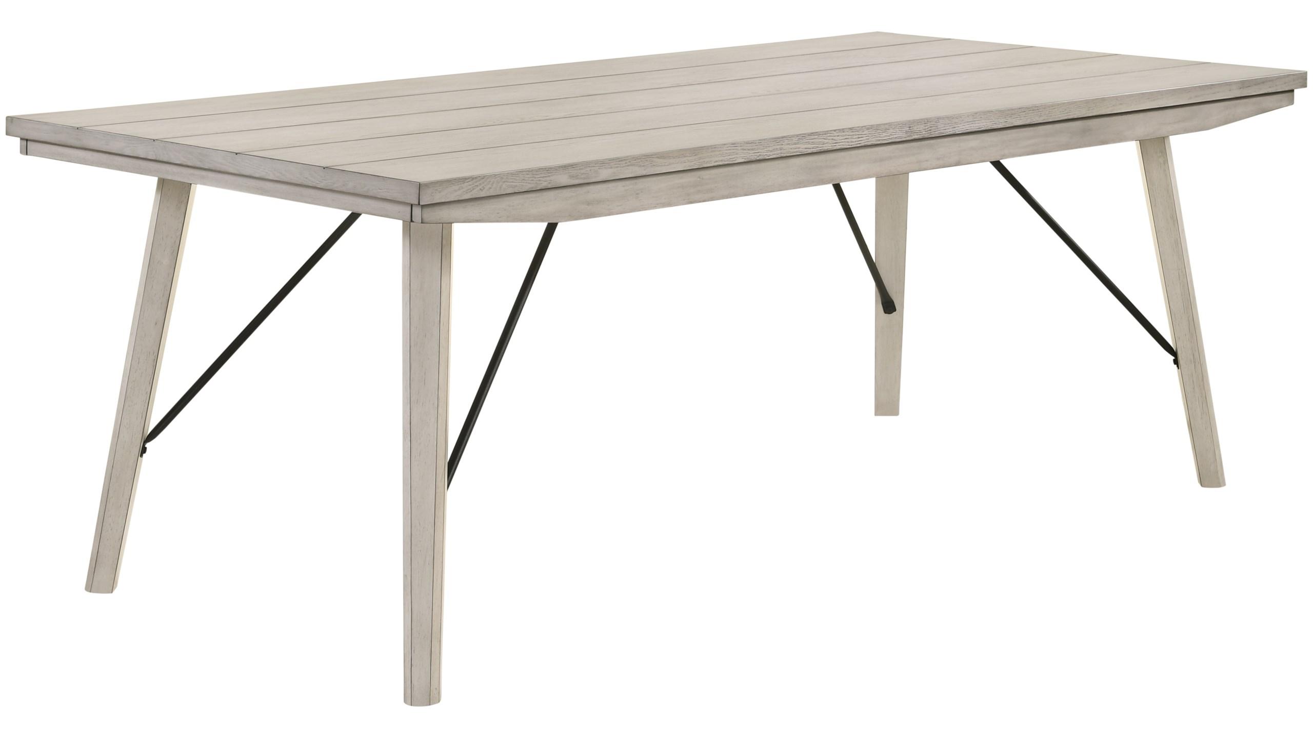 Modern, Vintage Dining Table White Sands 2132T-4079 in Vintage White, Light Gray Fabric