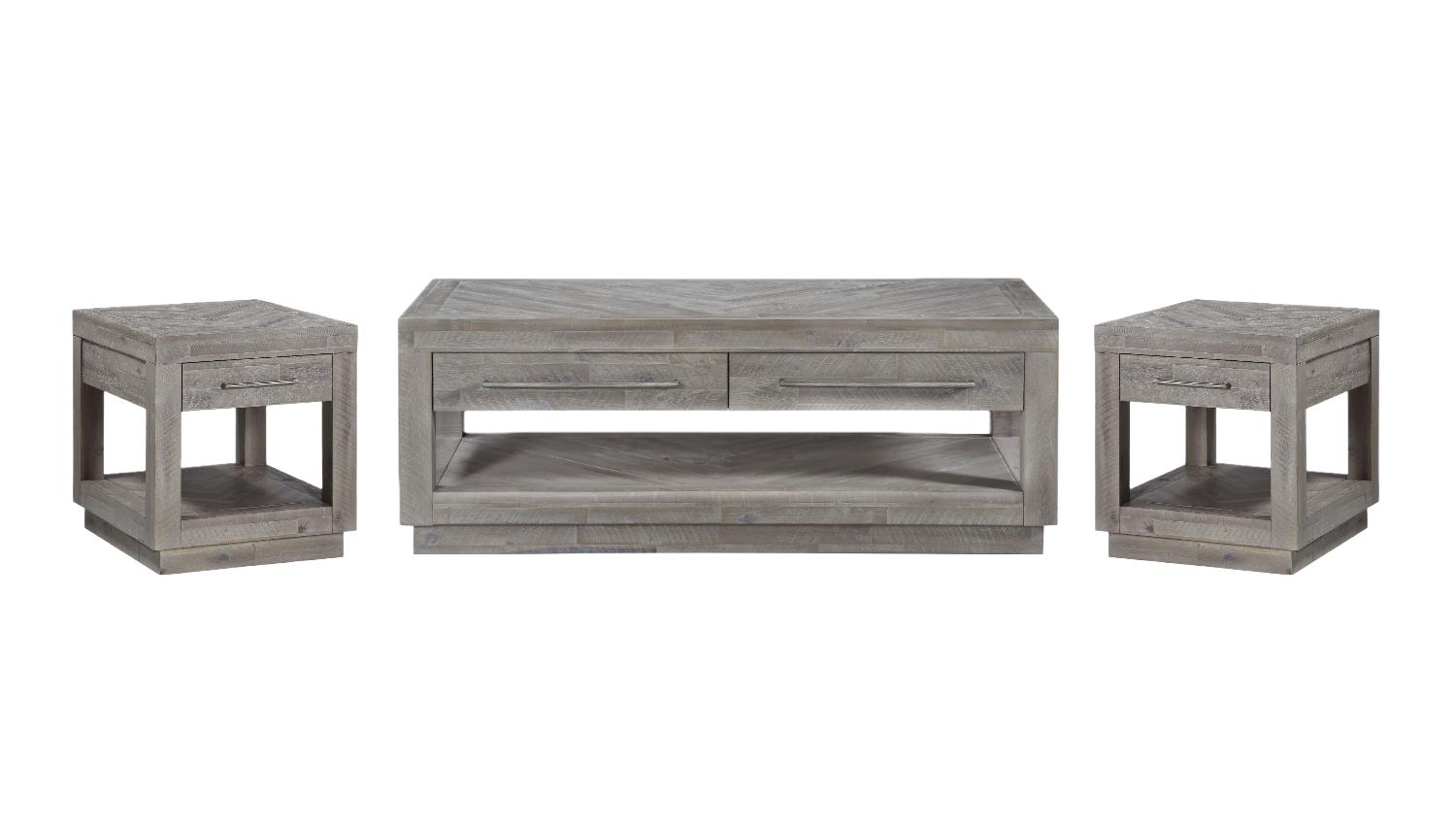 Traditional, Rustic Coffee Table and 2 End Tables Alexandra 5RS321-3pcs in Light Gray 