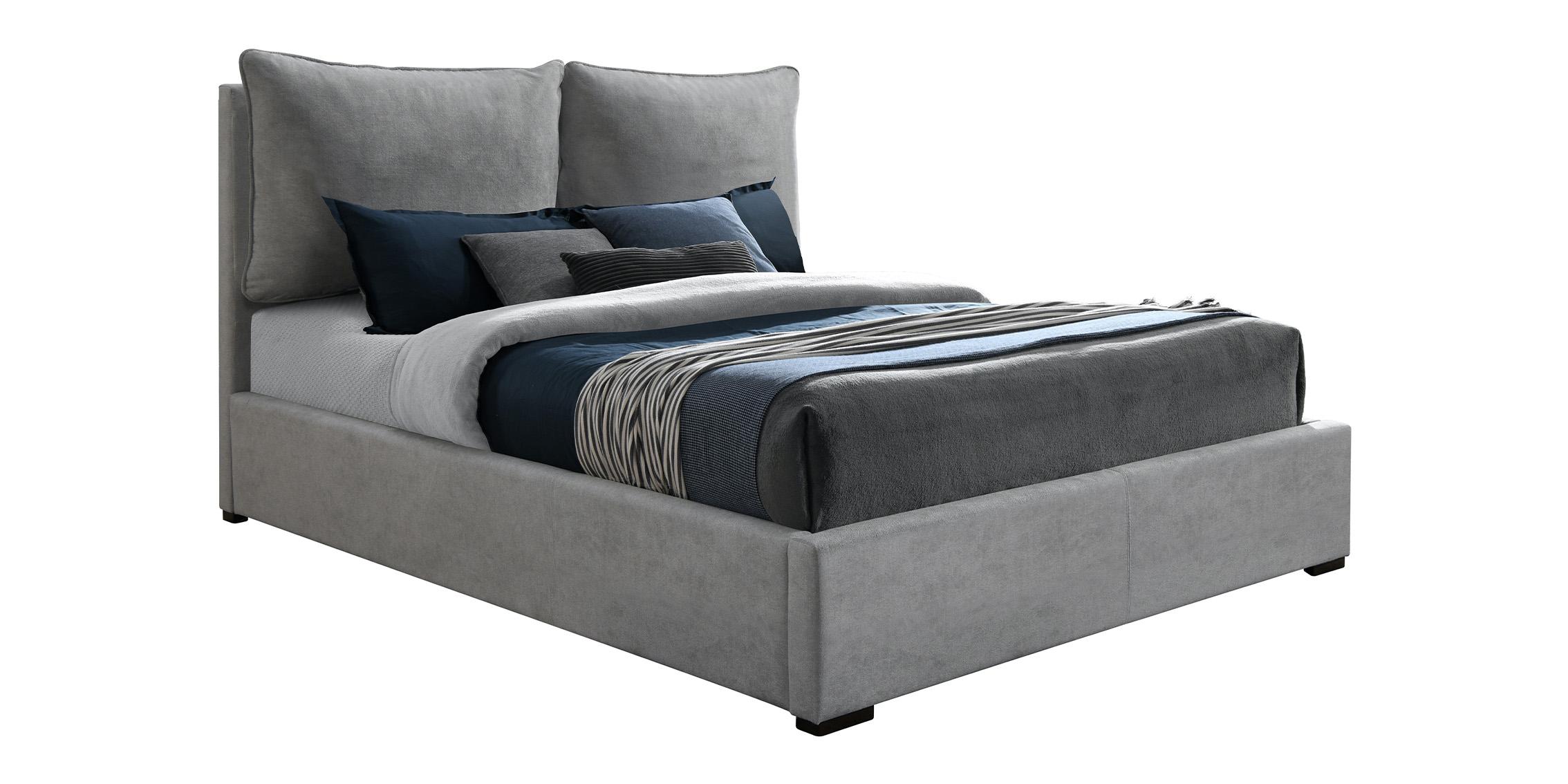 Contemporary, Modern Platform Bed MISHA MishaGrey-F MishaGrey-F in Gray Fabric