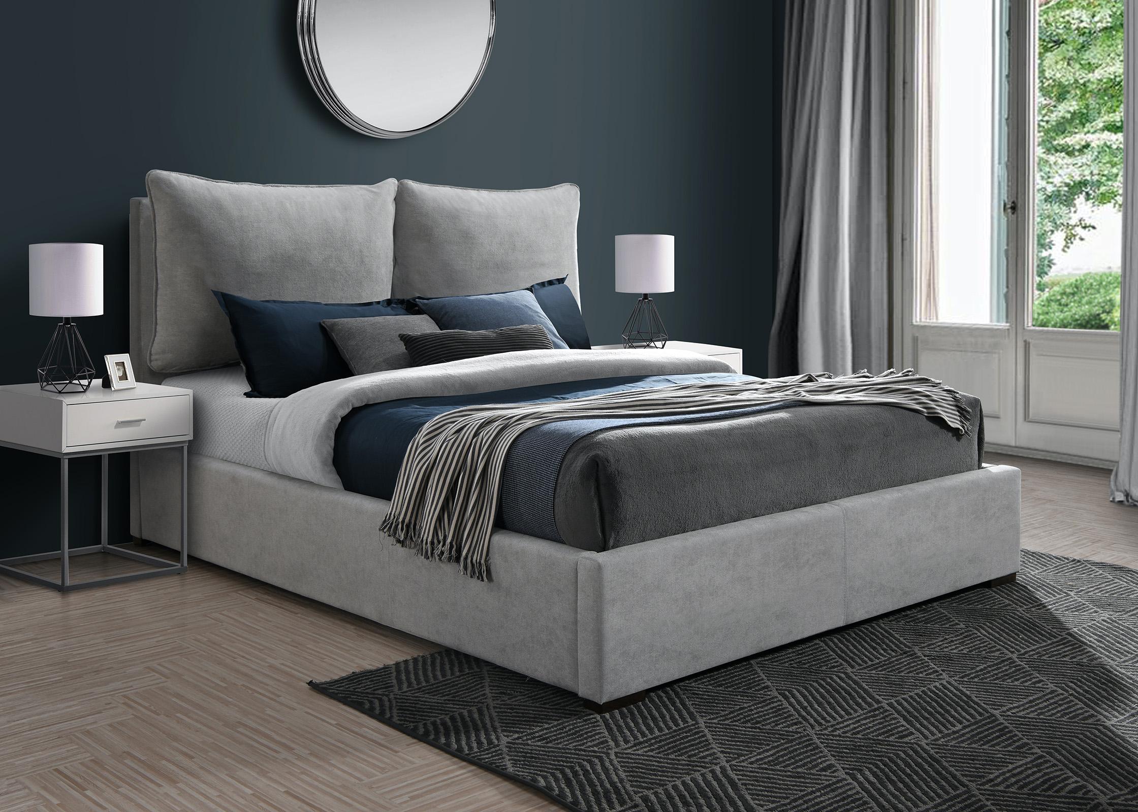 

    
Light Grey Fabric King Bed MISHA MishaGrey-K Meridian Contemporary Modern
