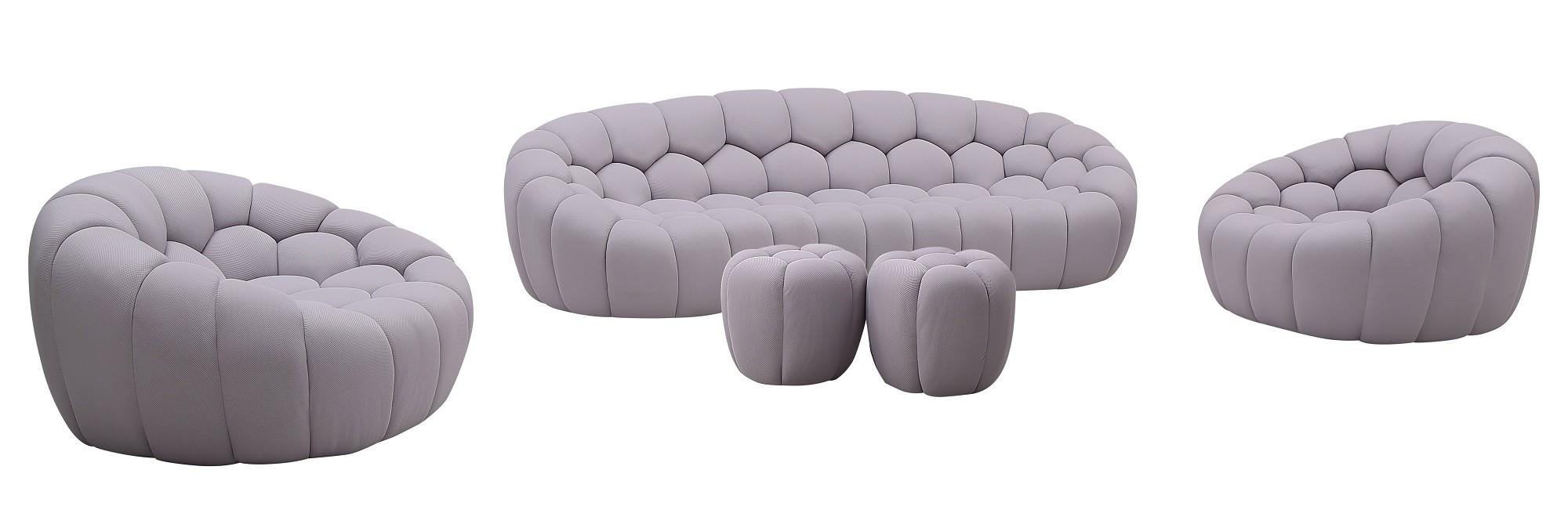 

    
Light Grey Fabric Rounded Shape Sofa Set 5Pcs Contemporary J&M Fantasy
