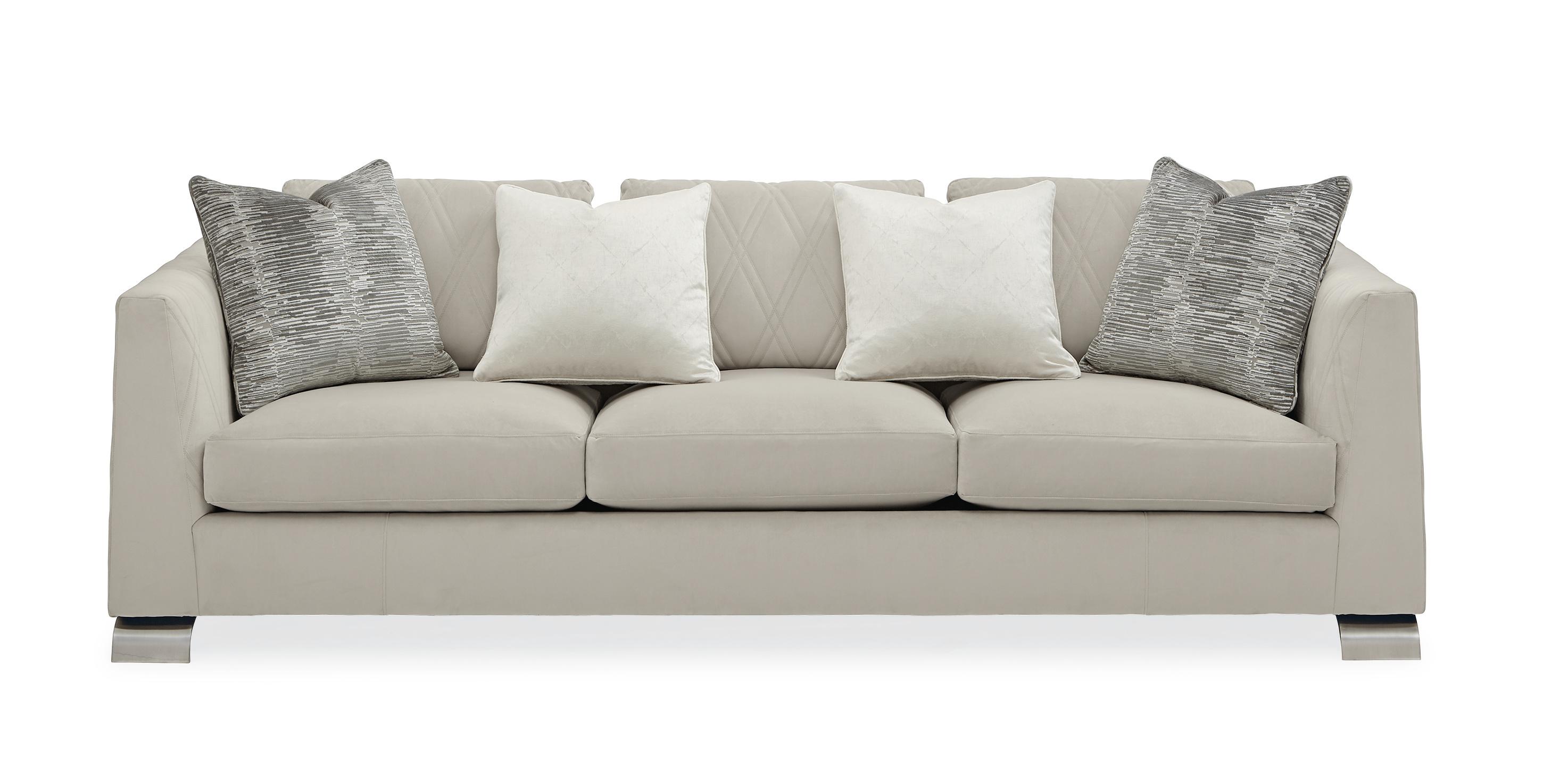 

    
Light Grey Fabric Traditional Sofa BEST FOOT FORWARD by Caracole
