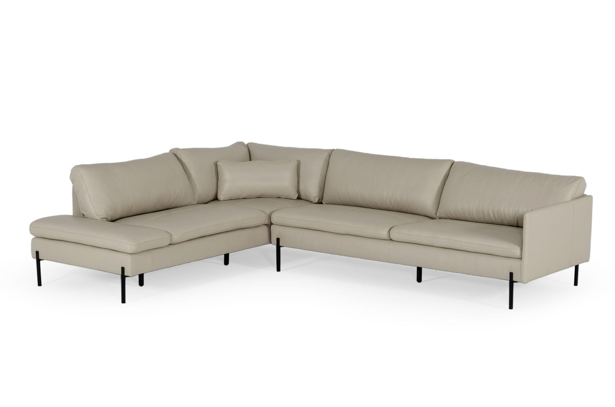 

    
Light Grey Genuine Leather Sectional Sofa LEFT VIG Divani Casa Sherry Modern
