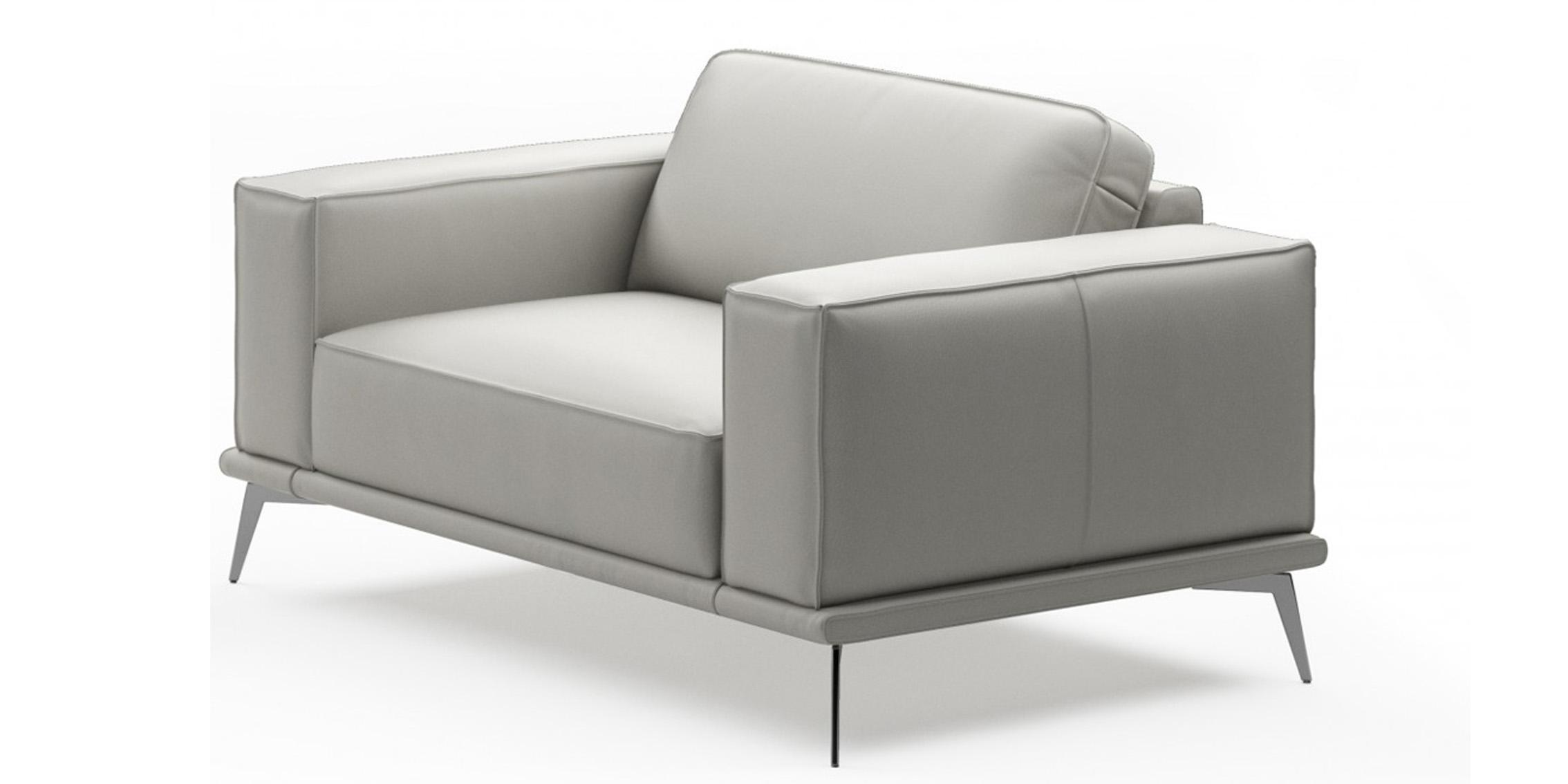 Contemporary, Modern Arm Chair VGCCSOHO-GRY-CH VGCCSOHO-GRY-CH in Light Grey Italian Leather