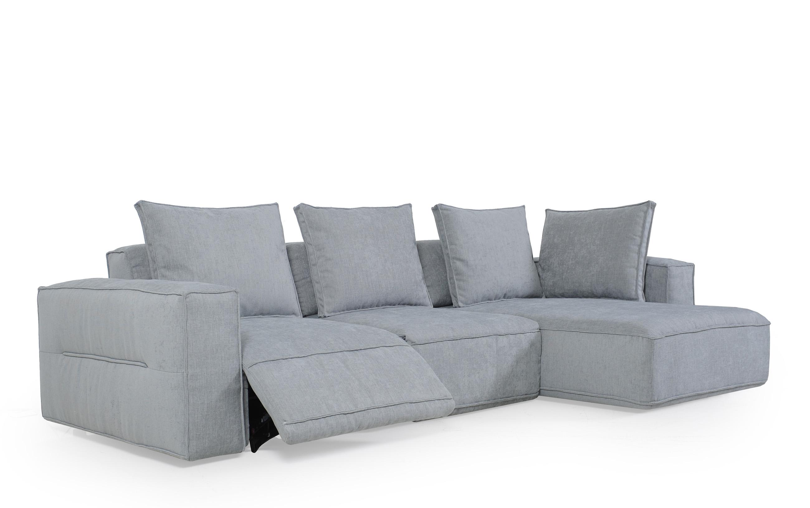 Contemporary Sectional Sofa 297 Josie 297SC1224A in Light Gray Microfiber
