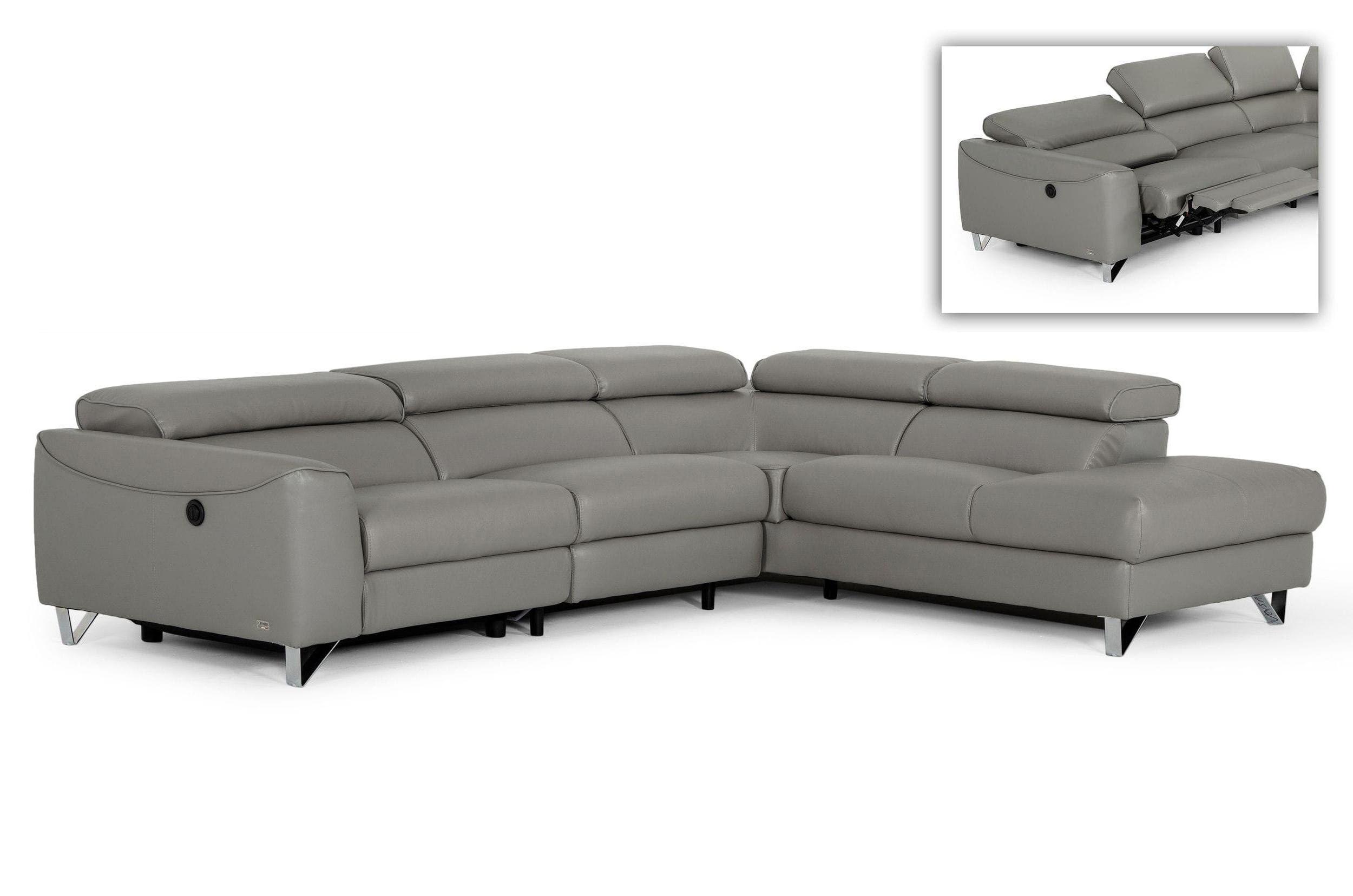 Contemporary, Modern Recliner Sectional VGKNE9112-GREY2-SECT VGKNE9112-GREY2-SECT in Gray Eco-Leather