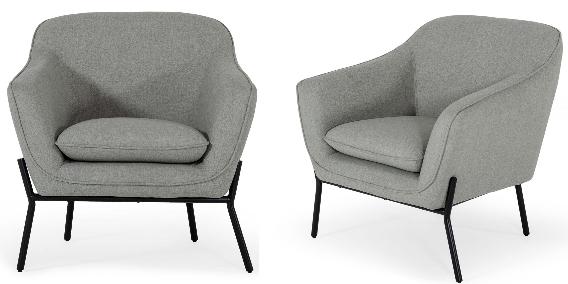 Contemporary, Modern Arm Chair Set VGUIMY431-GREY-Set-2 VGUIMY431-GREY-Set-2 in Light Grey Velvet