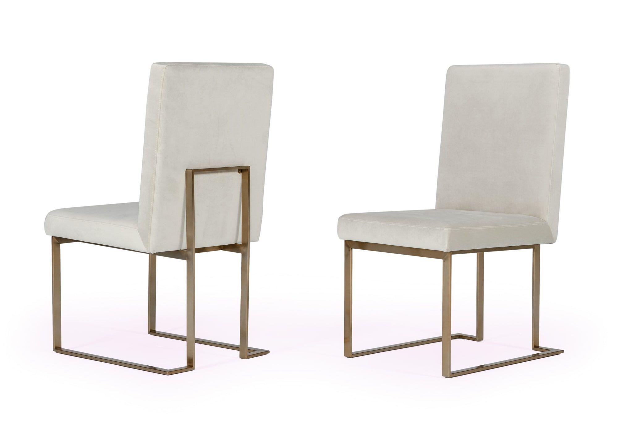 Contemporary, Modern Dining Chair Set Fowler VGVCB8866-GRY-2pcs in White, Gold Velvet