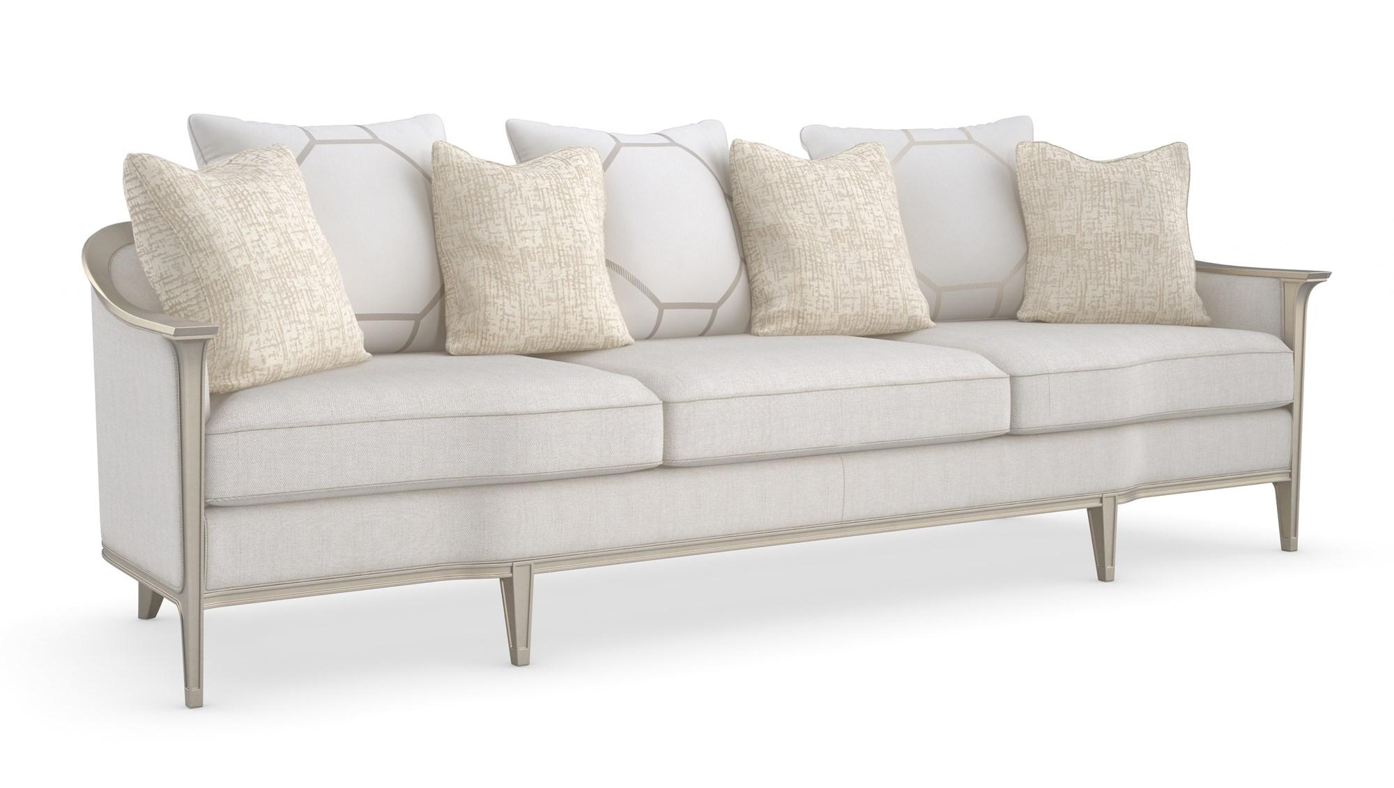 Traditional Sofa EAVES DROP 110" UPH-421-113-A in Light Gray Velvet