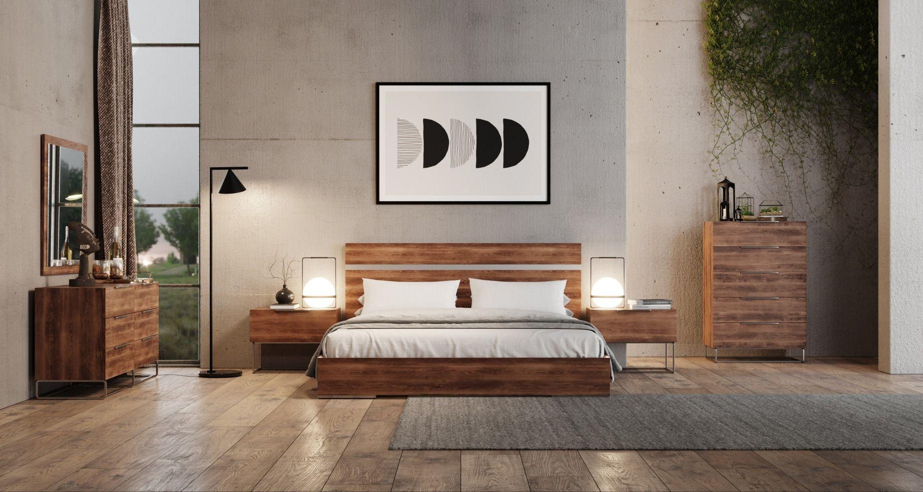 Contemporary, Modern Panel Bedroom Set Lorenzo VGACLORENZO-SET-K-6pcs in Oak 